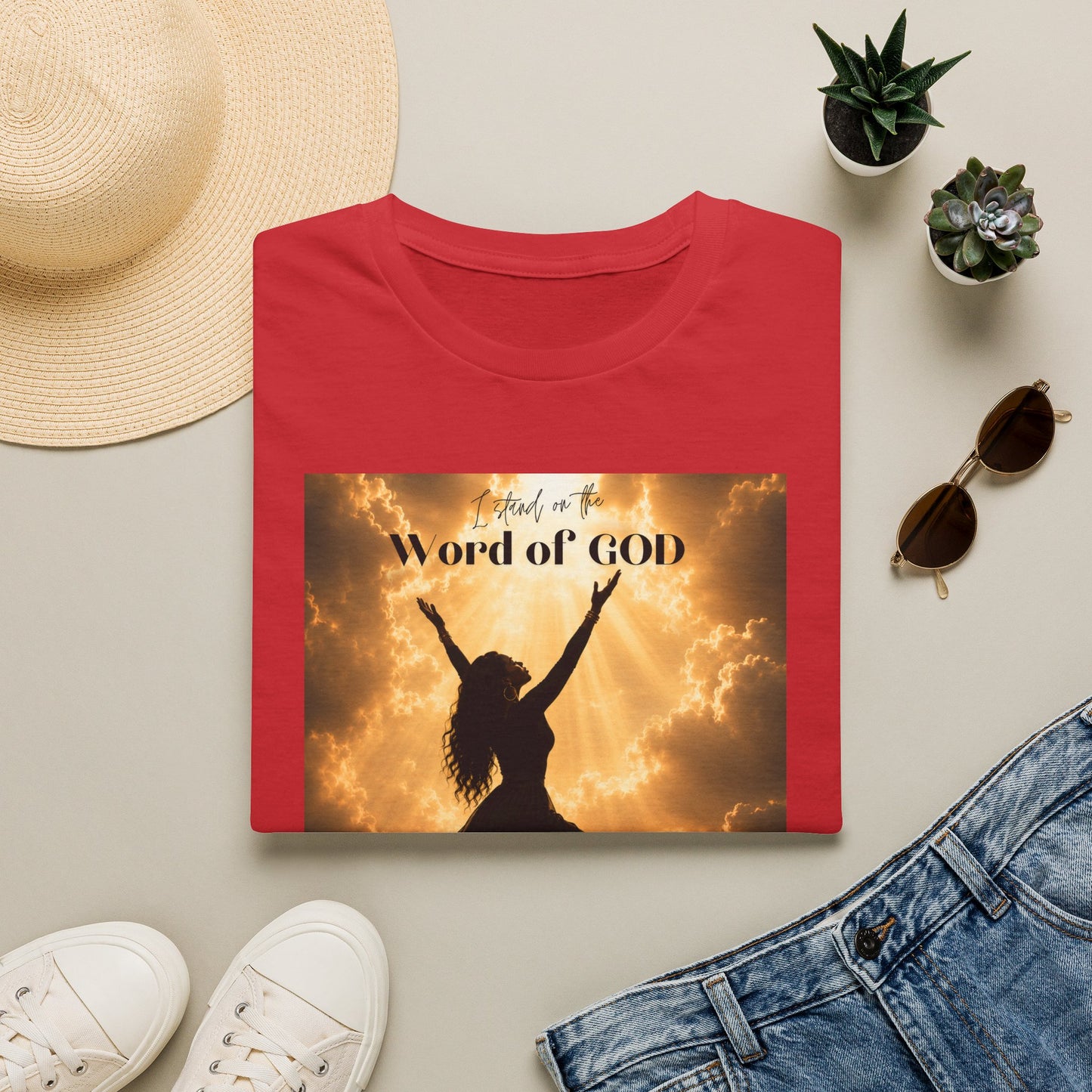 Faith Graphic T-Shirt — ‘I Stand on the Word of GOD’ Inspirational Praise Design