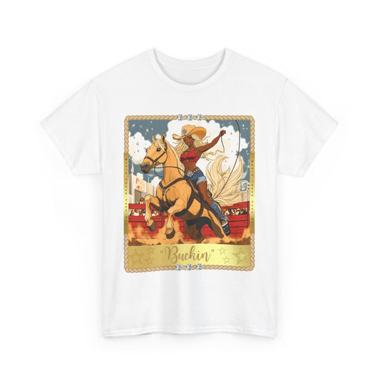 Buchin' Unisex Heavy Cotton Tee - Fun Western Cowboy T-Shirt