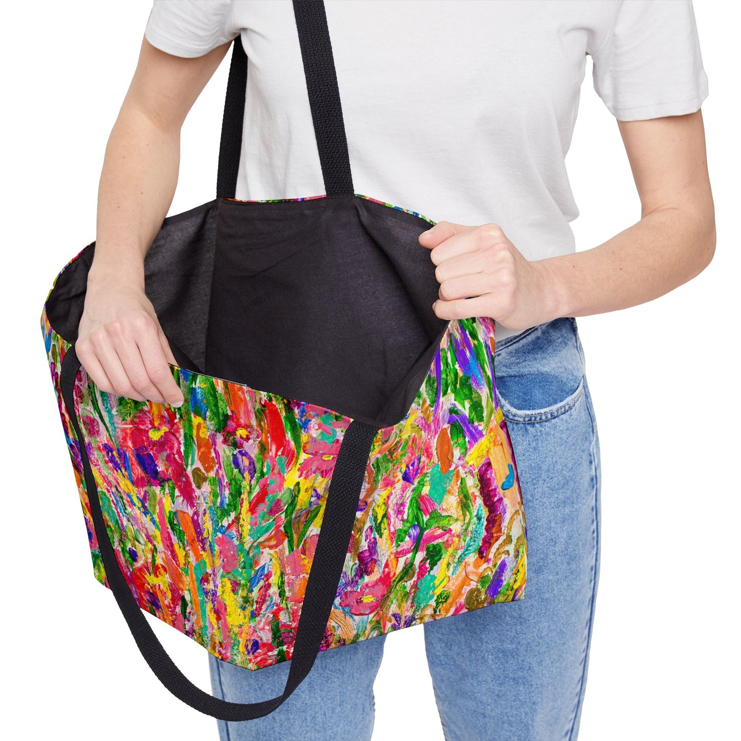 Colorful Abstract Floral Weekender Tote Bag — Vibrant Painterly Weekend Beach Bag