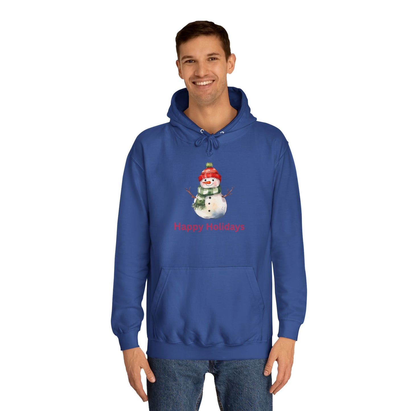 Happy Holidays Snowman Unisex College Hoodie