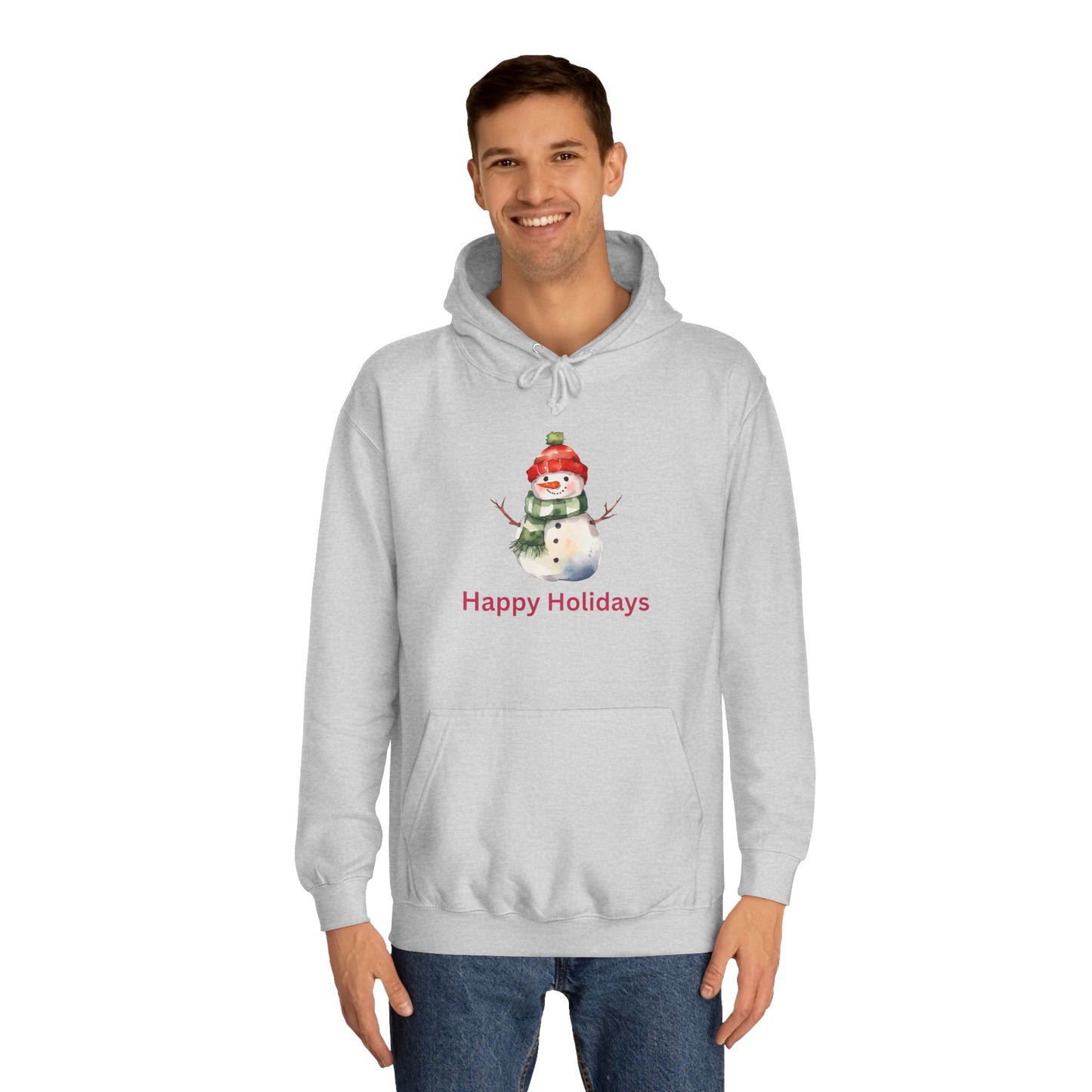 Happy Holidays Snowman Unisex College Hoodie