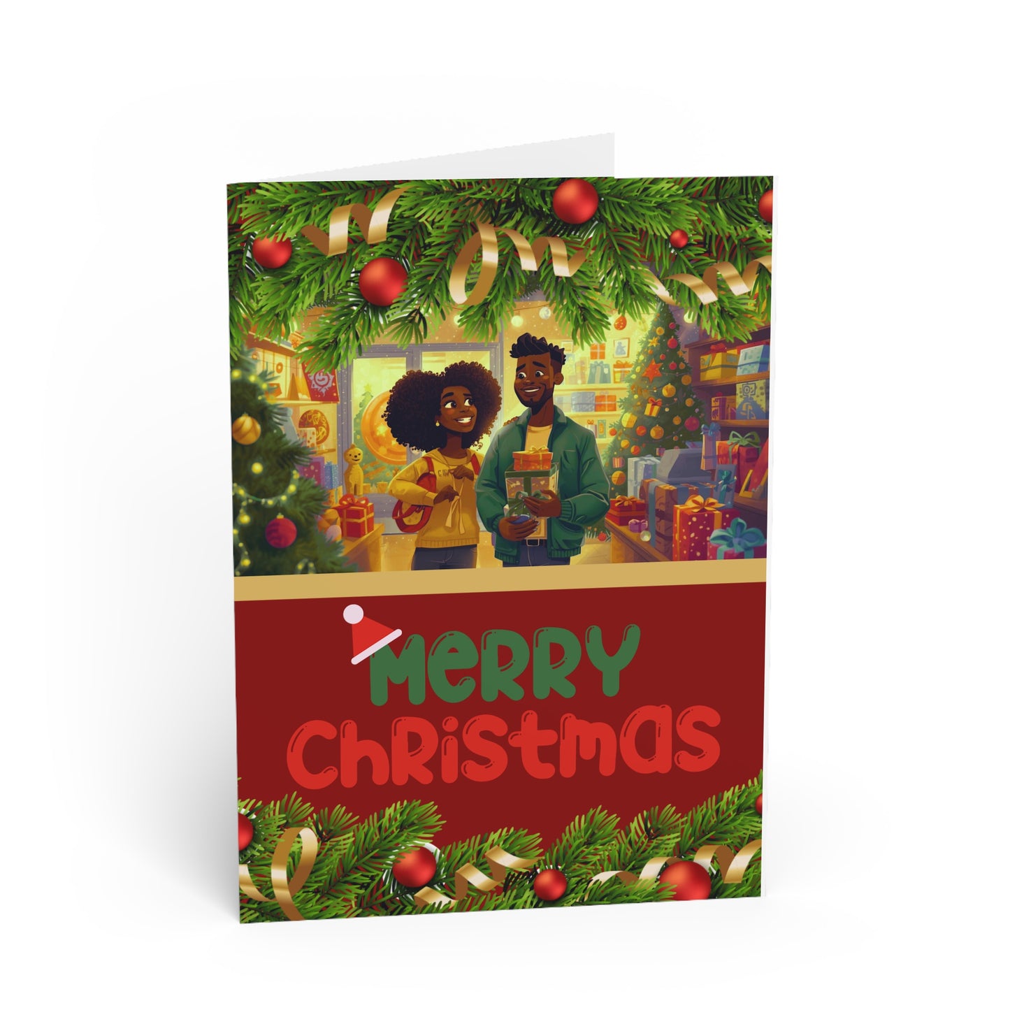 Merry Christmas Greeting Card — Festive Couple Holiday Card