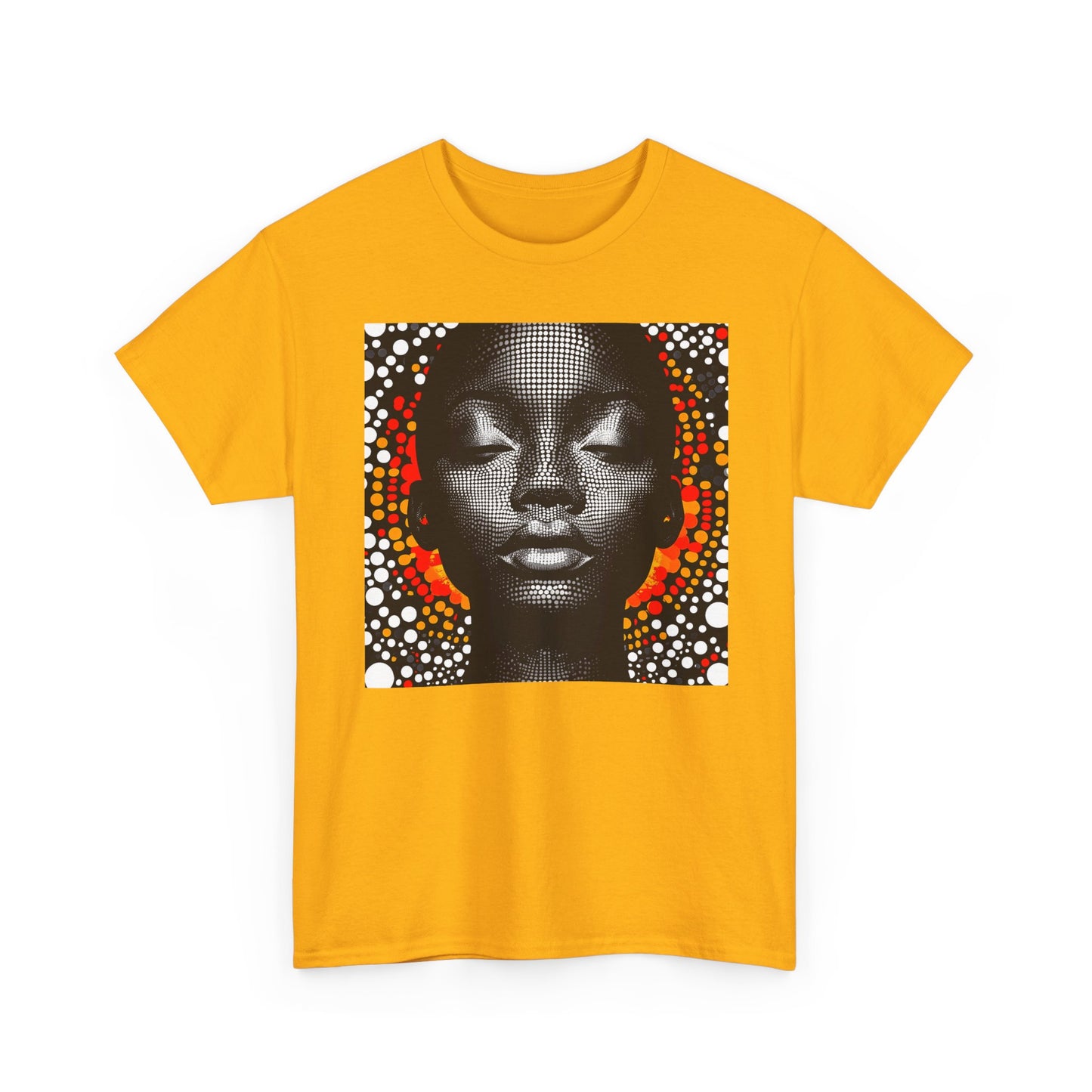Afrocentric Dot Art Portrait Tee — Bold Black Woman Graphic T‑Shirt