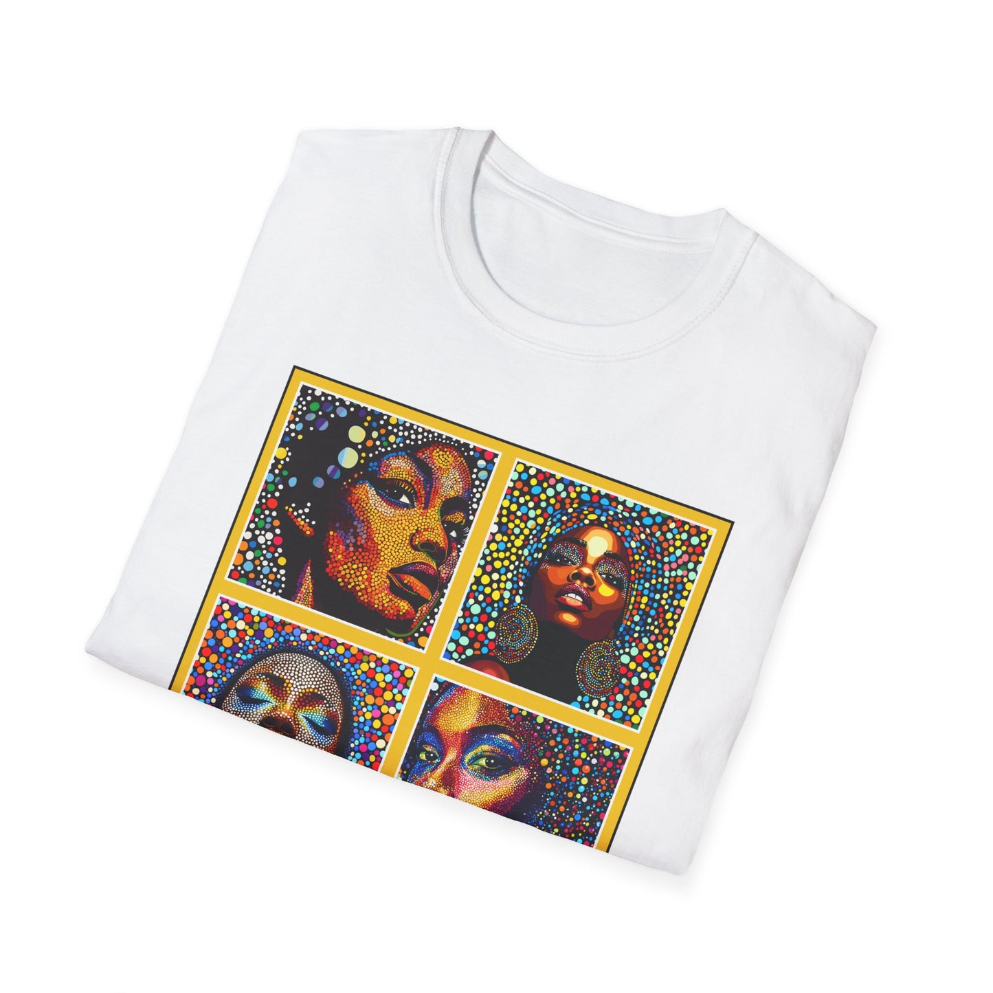 Faces of of Multi Color Softstyle T-Shirt