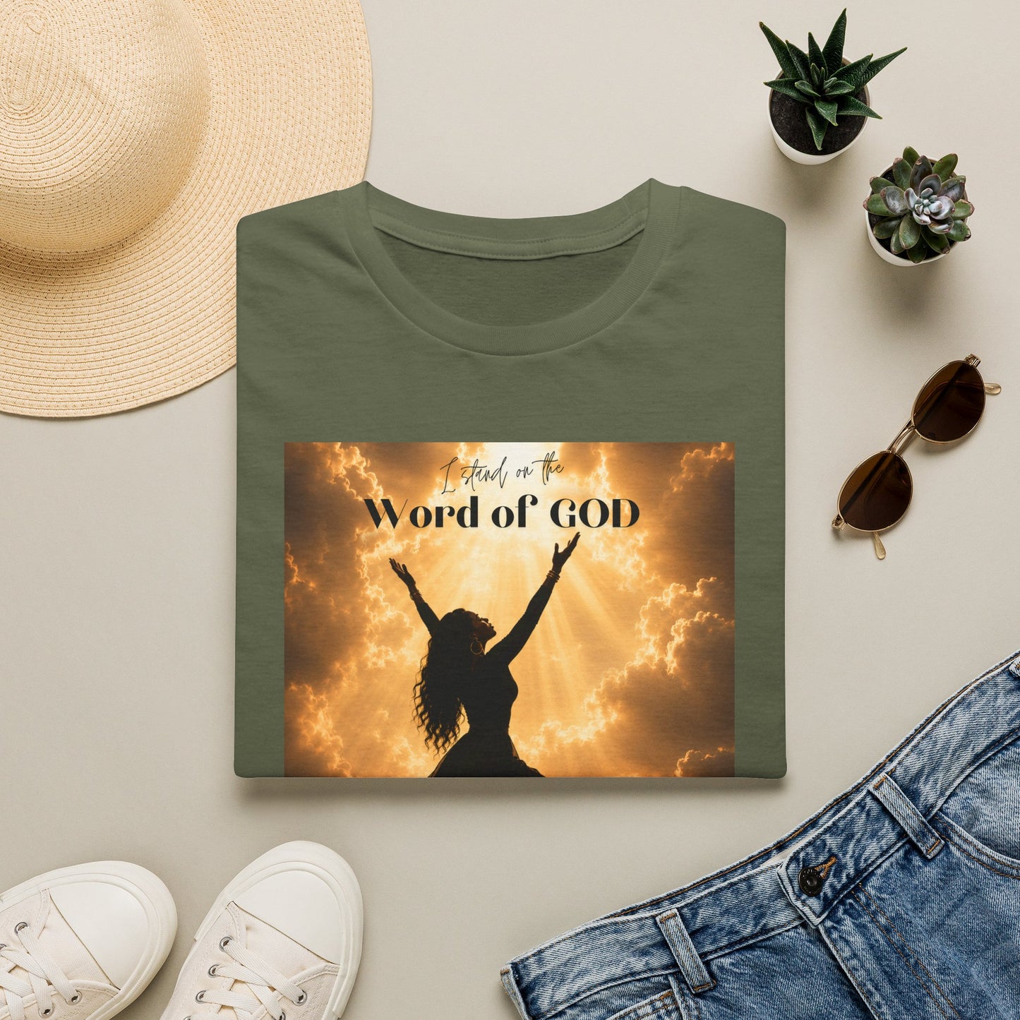 Faith Graphic T-Shirt — ‘I Stand on the Word of GOD’ Inspirational Praise Design