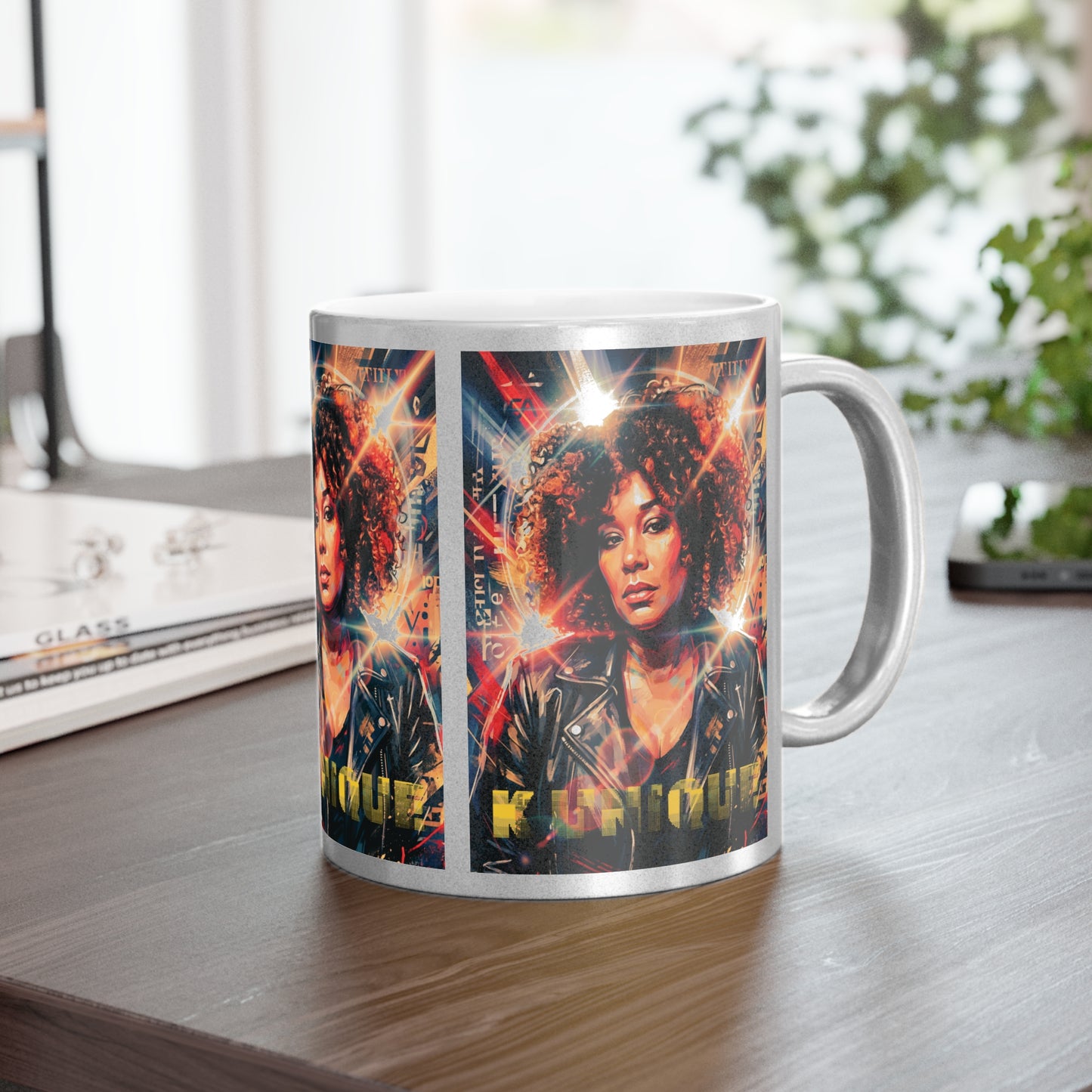 Metallic Mug — 'K Unique' Retro Portrait Coffee Cup