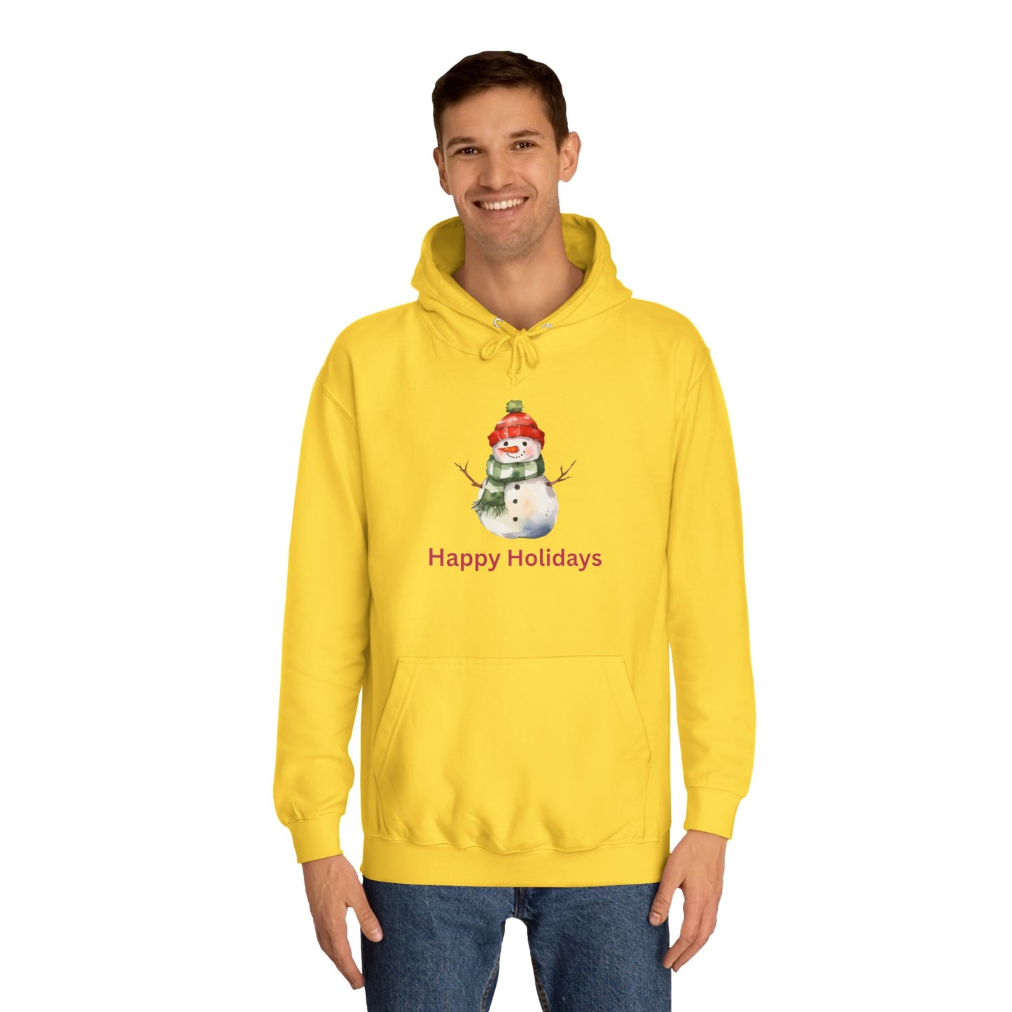 Happy Holidays Snowman Unisex College Hoodie