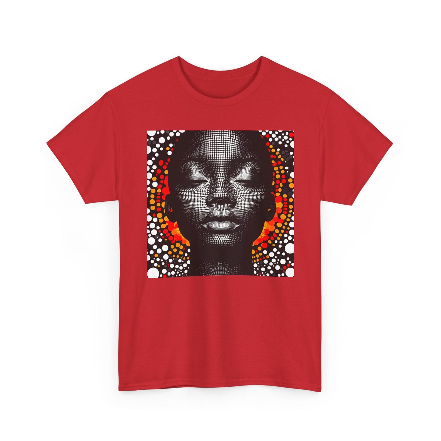 Afrocentric Dot Art Portrait Tee — Bold Black Woman Graphic T‑Shirt