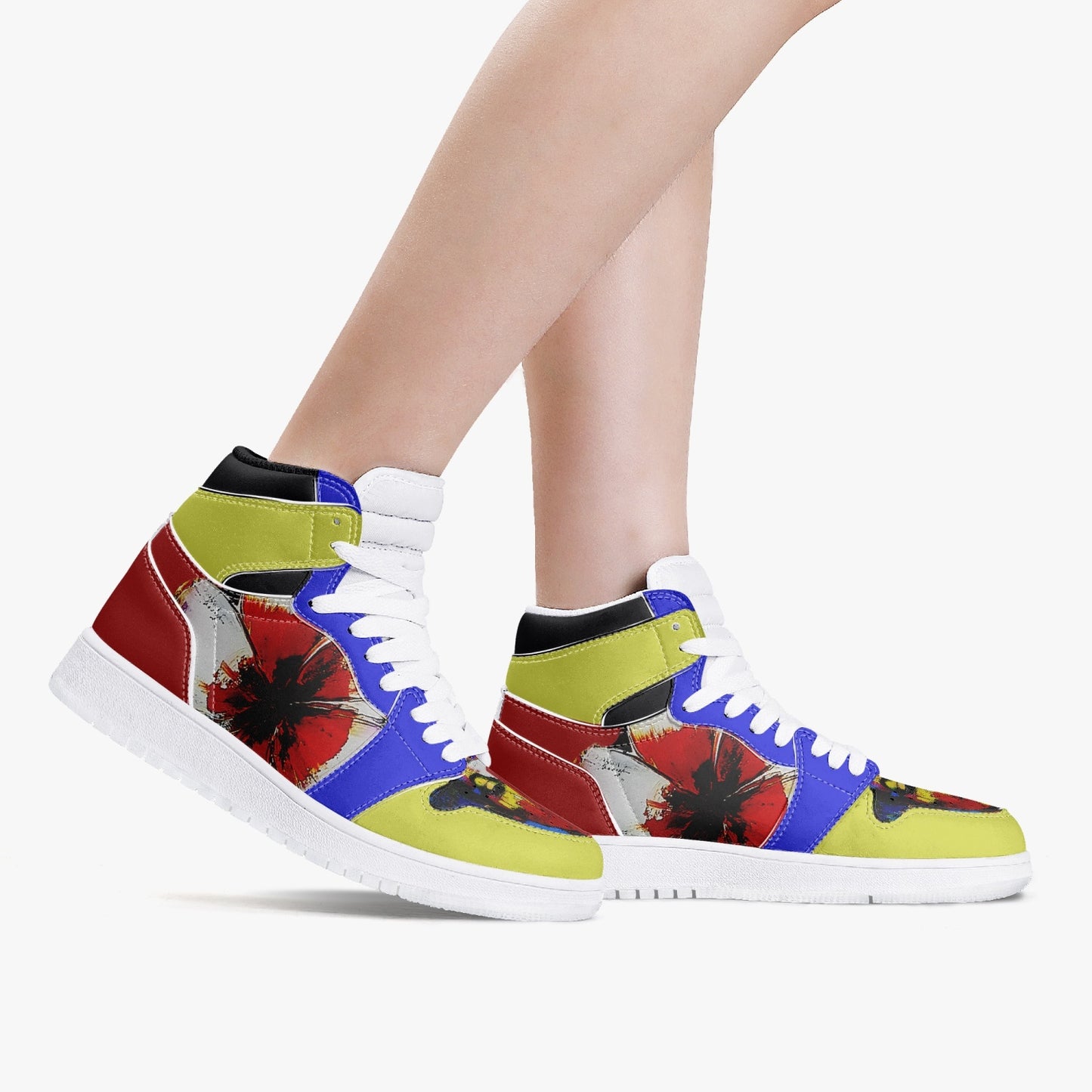 Lady Rose  High-Top Leather Sneakers - White