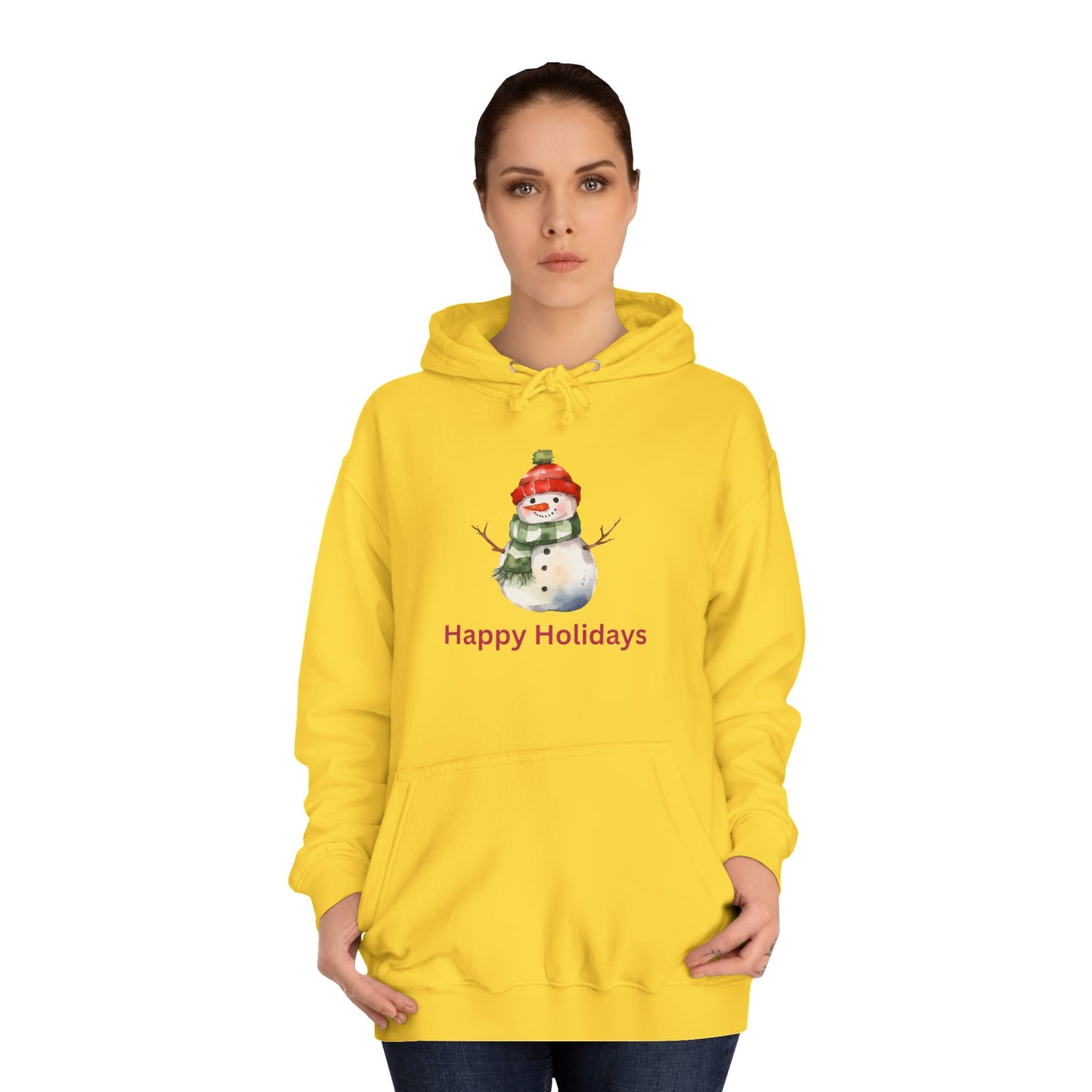Happy Holidays Snowman Unisex College Hoodie