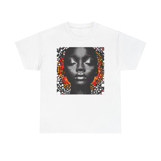 Afrocentric Dot Art Portrait Tee — Bold Black Woman Graphic T‑Shirt