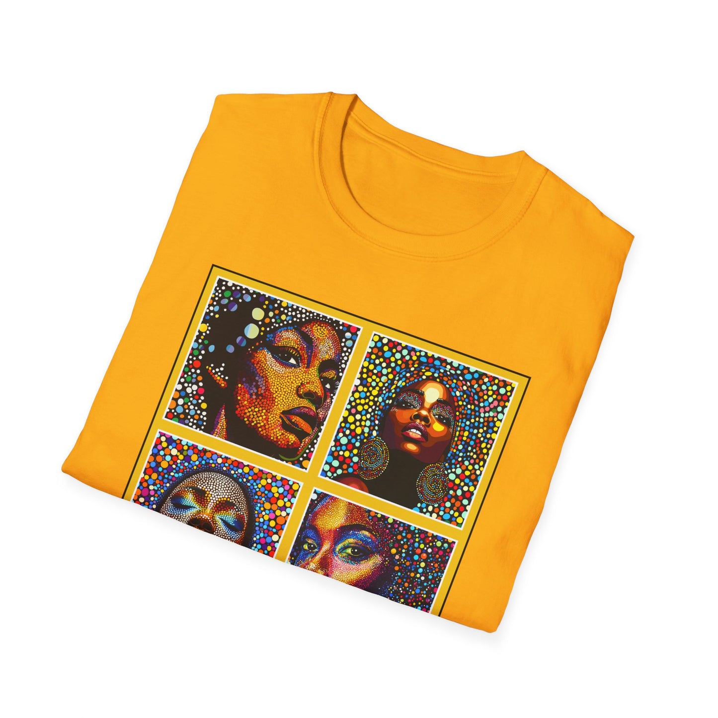 Faces of of Multi Color Softstyle T-Shirt