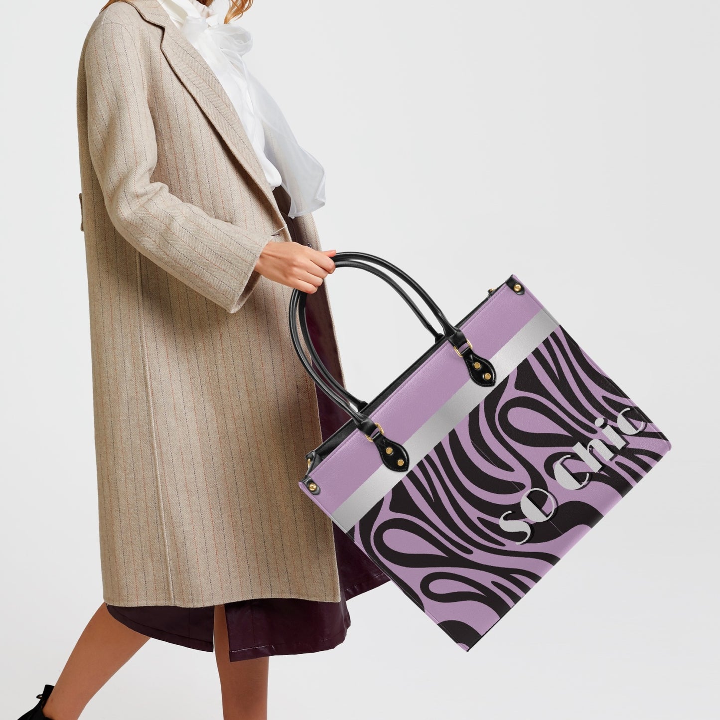 SO Chic -  Zebra Lavender Tote Bag