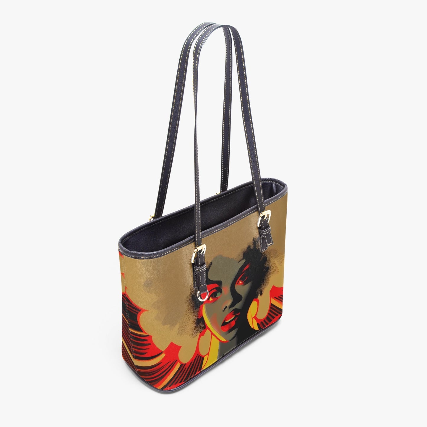 Psychedelic Woman Medium Leather Tote Bag for Women