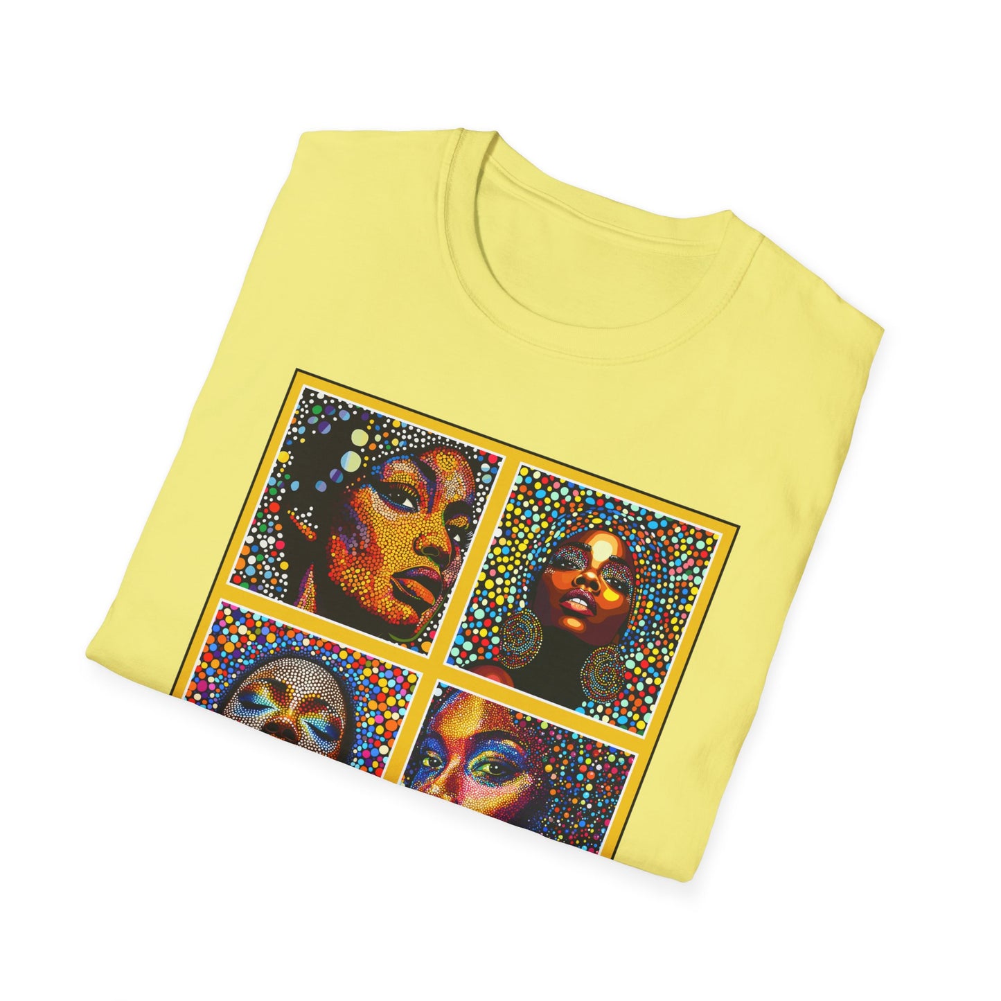 Faces of of Multi Color Softstyle T-Shirt