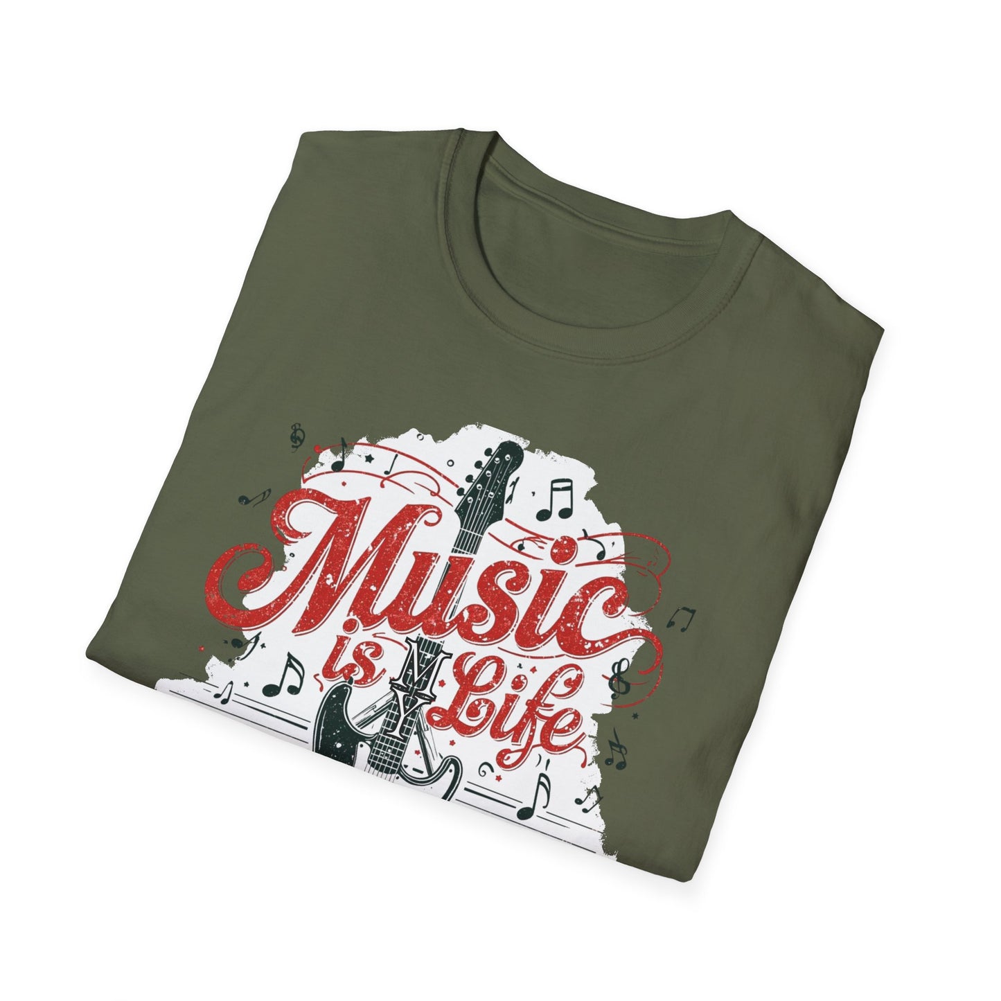 Music Is My Life Guitar T‑Shirt — Vintage Electric Guitar & Piano Music Tee