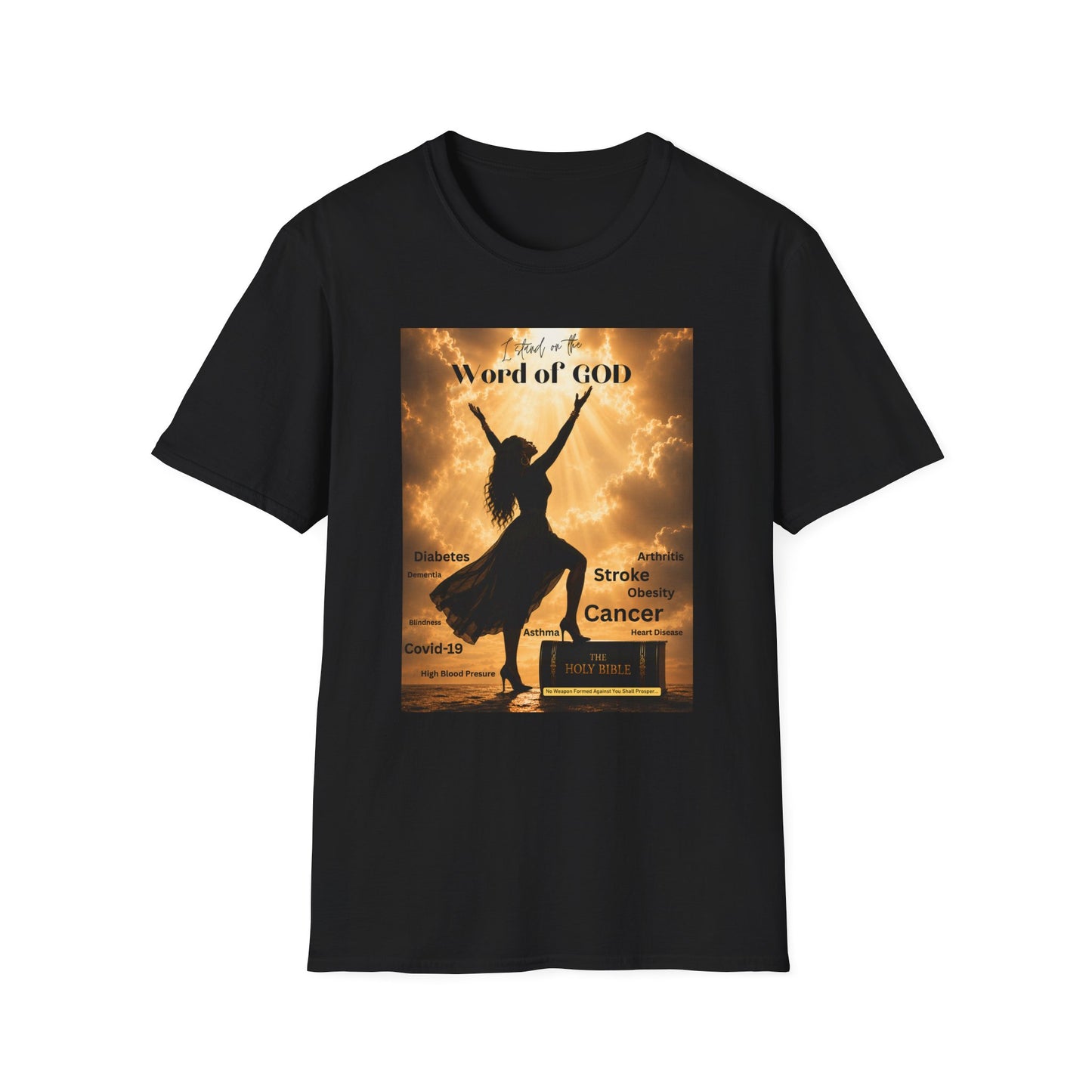 Faith Graphic T-Shirt — ‘I Stand on the Word of GOD’ Inspirational Praise Design