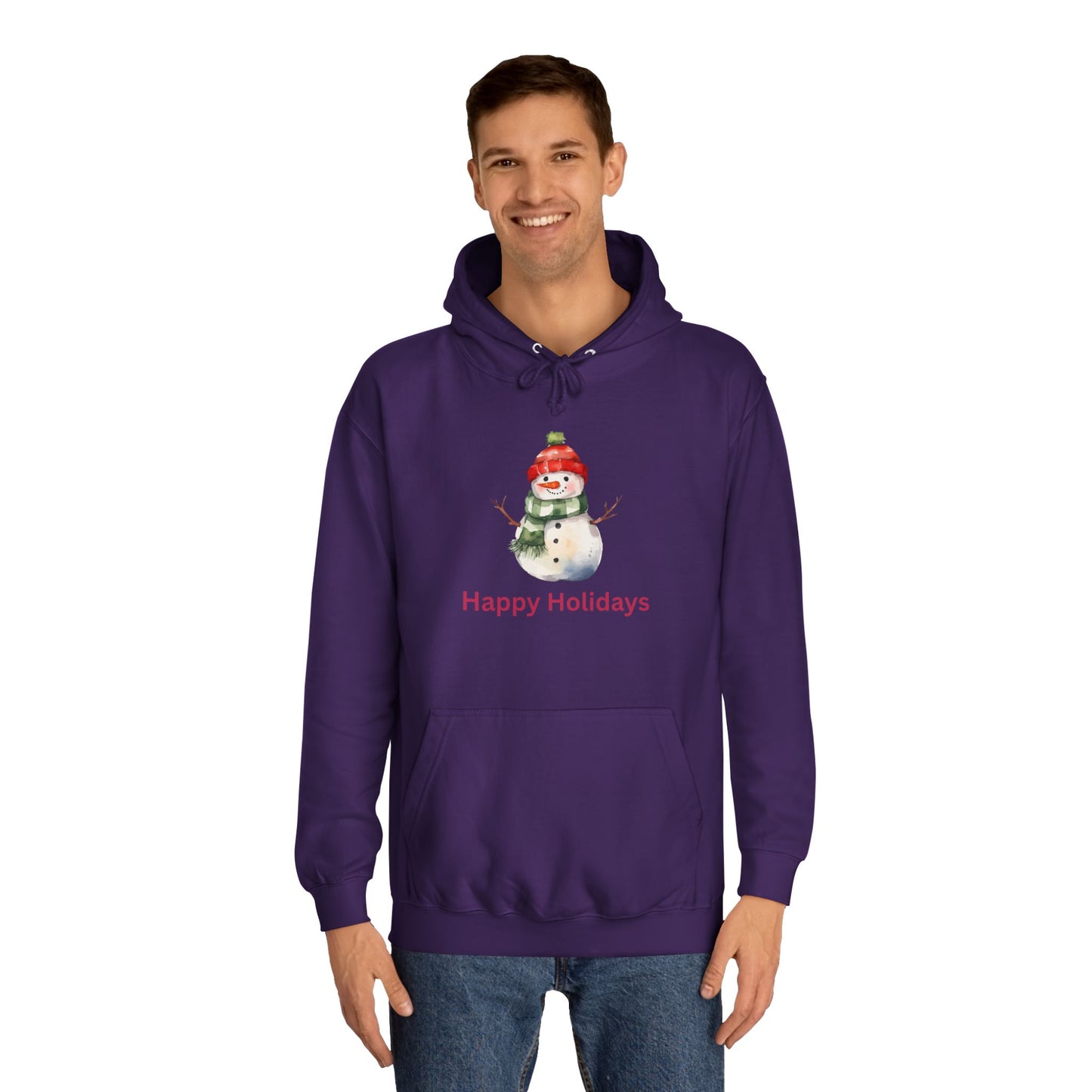 Happy Holidays Snowman Unisex College Hoodie