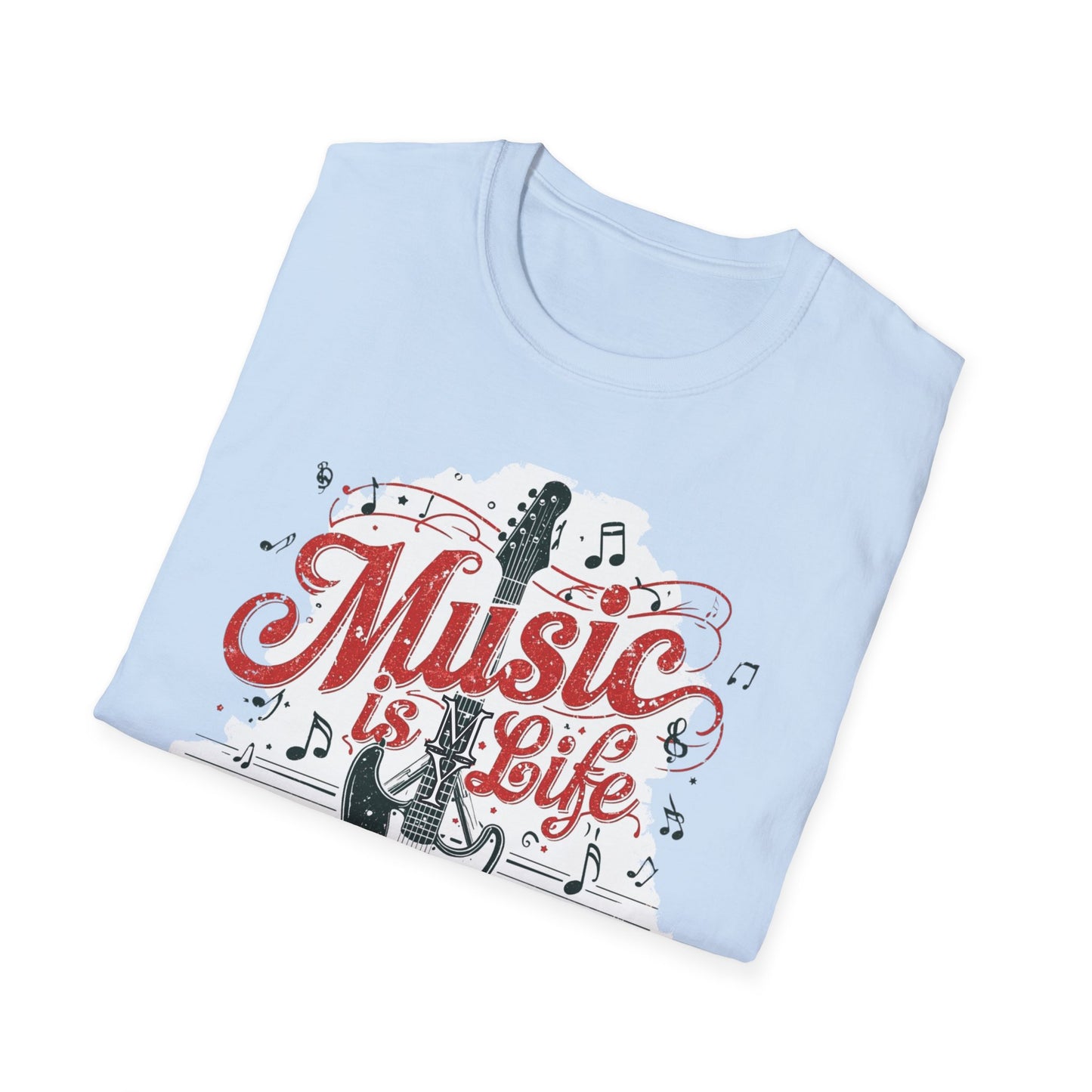 Music Is My Life Guitar T‑Shirt — Vintage Electric Guitar & Piano Music Tee