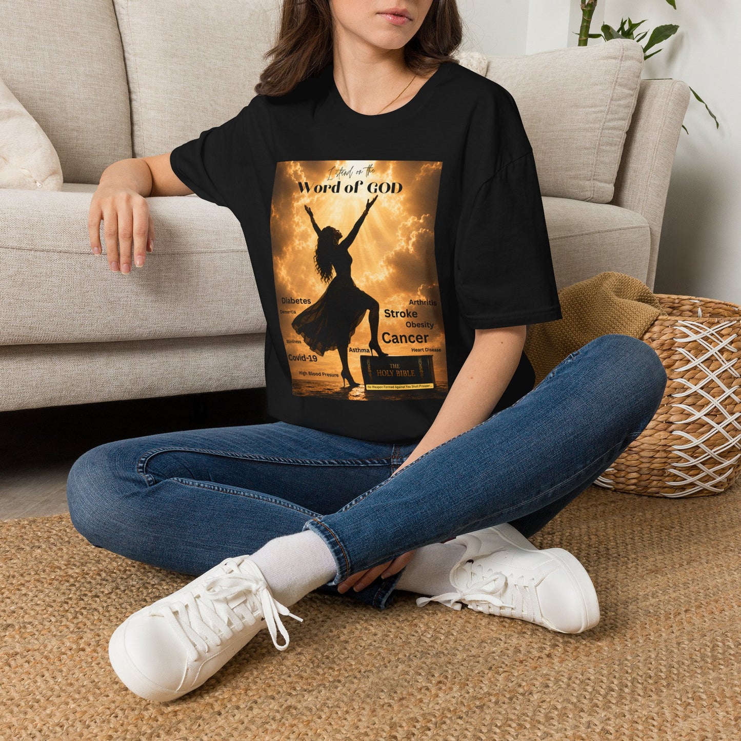 Faith Graphic T-Shirt — ‘I Stand on the Word of GOD’ Inspirational Praise Design