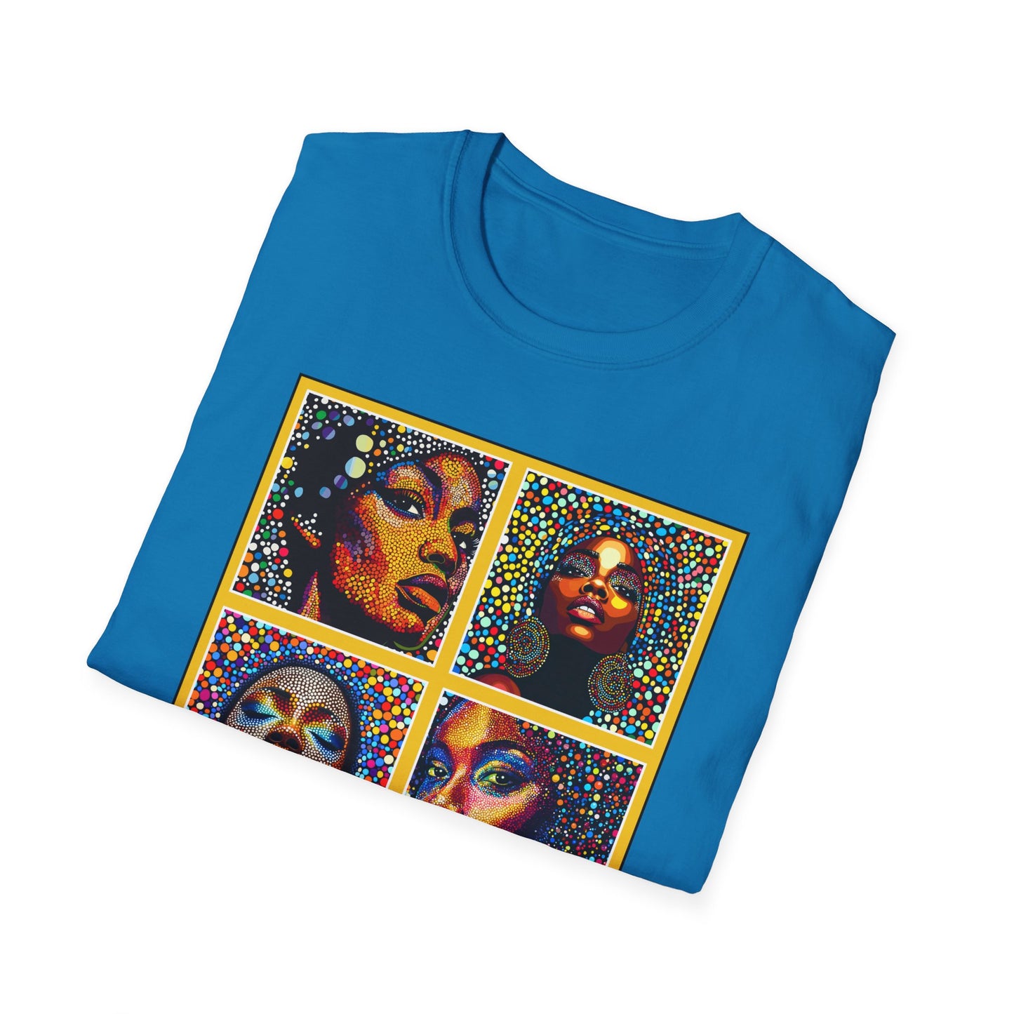 Faces of of Multi Color Softstyle T-Shirt