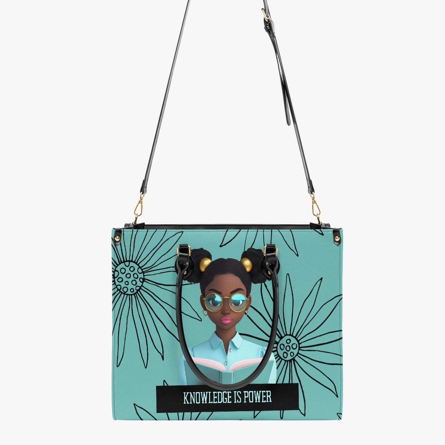 Knowledge is Power Turquoise Tote Bag