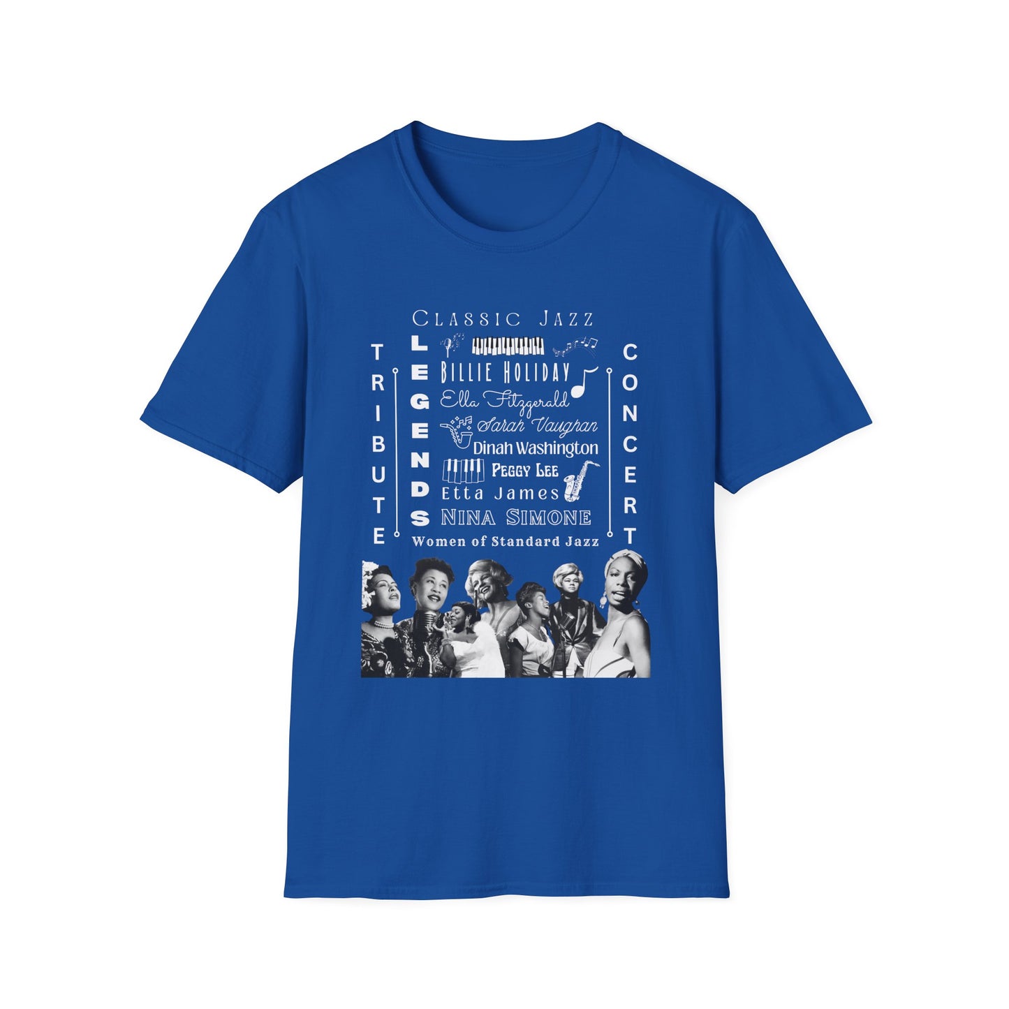 Classic Jazz Legends Tribute T-Shirt — Vintage Female Jazz Vocalists Concert Tee