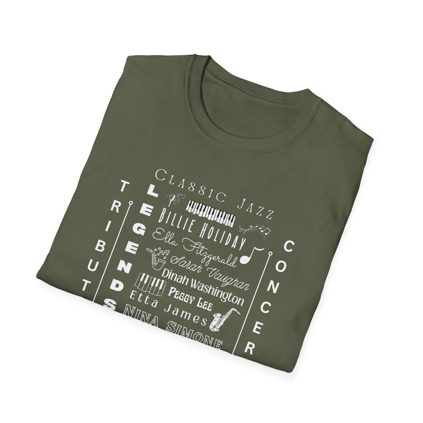 Classic Jazz Legends Tribute T-Shirt — Vintage Female Jazz Vocalists Concert Tee