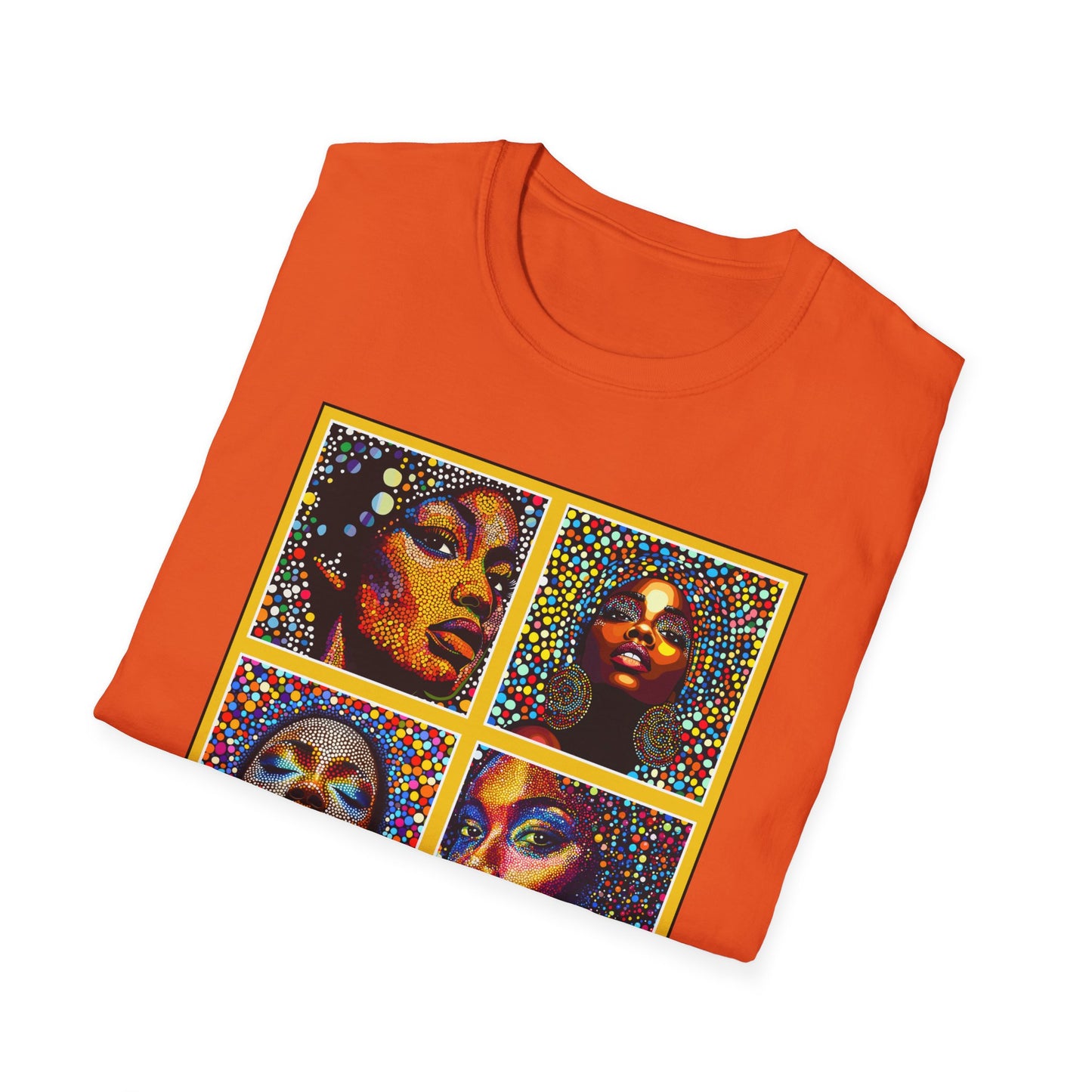 Faces of of Multi Color Softstyle T-Shirt