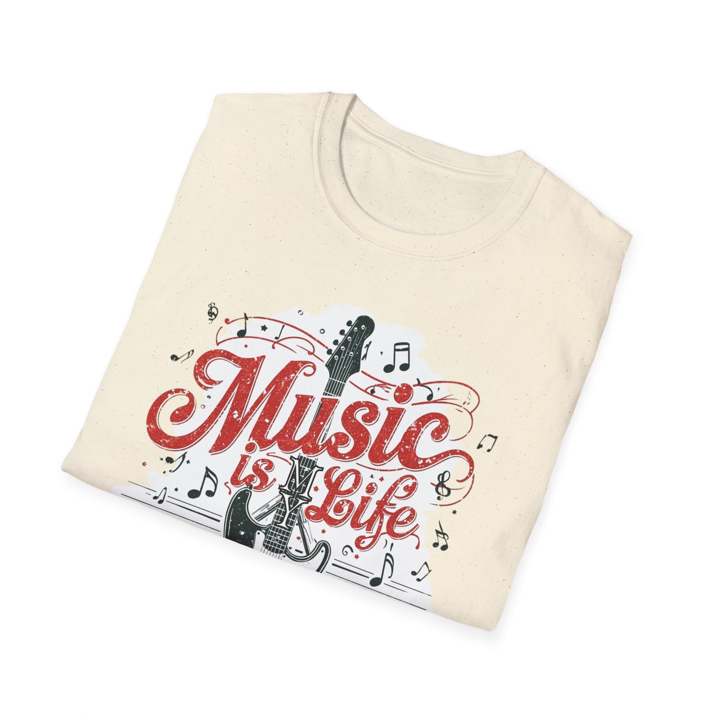 Music Is My Life Guitar T‑Shirt — Vintage Electric Guitar & Piano Music Tee