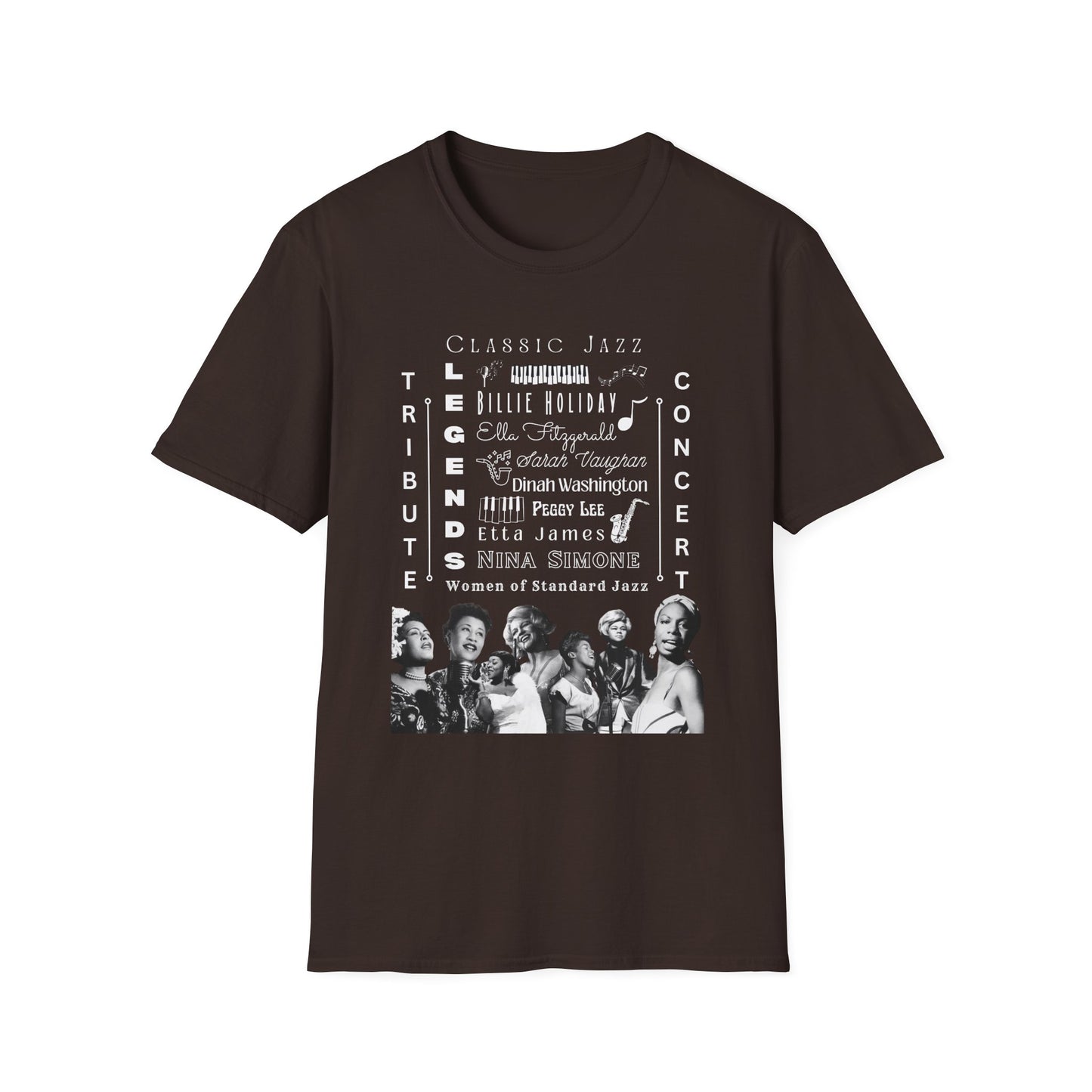 Classic Jazz Legends Tribute T-Shirt — Vintage Female Jazz Vocalists Concert Tee