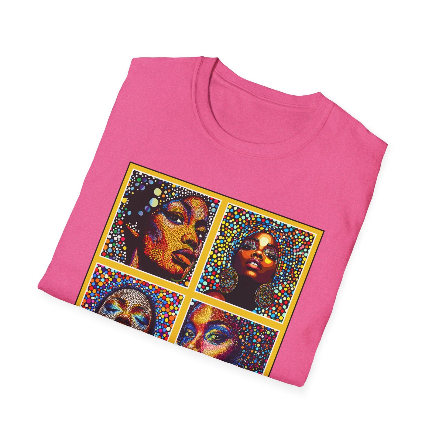 Faces of of Multi Color Softstyle T-Shirt