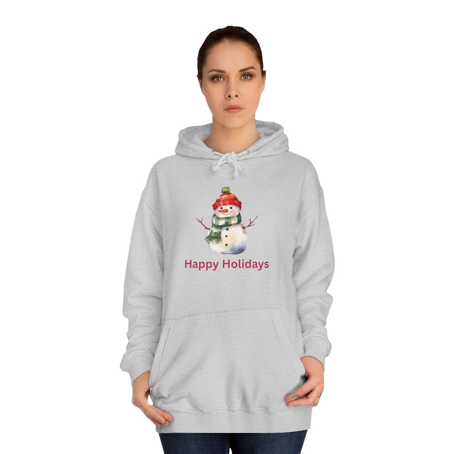 Happy Holidays Snowman Unisex College Hoodie