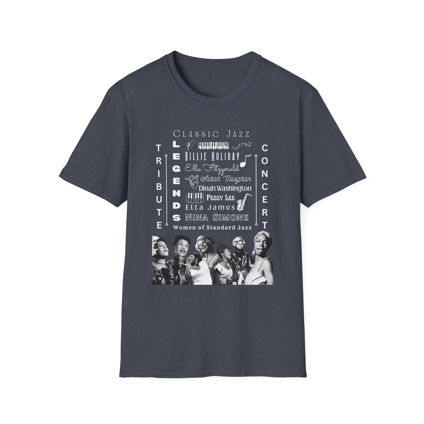Classic Jazz Legends Tribute T-Shirt — Vintage Female Jazz Vocalists Concert Tee