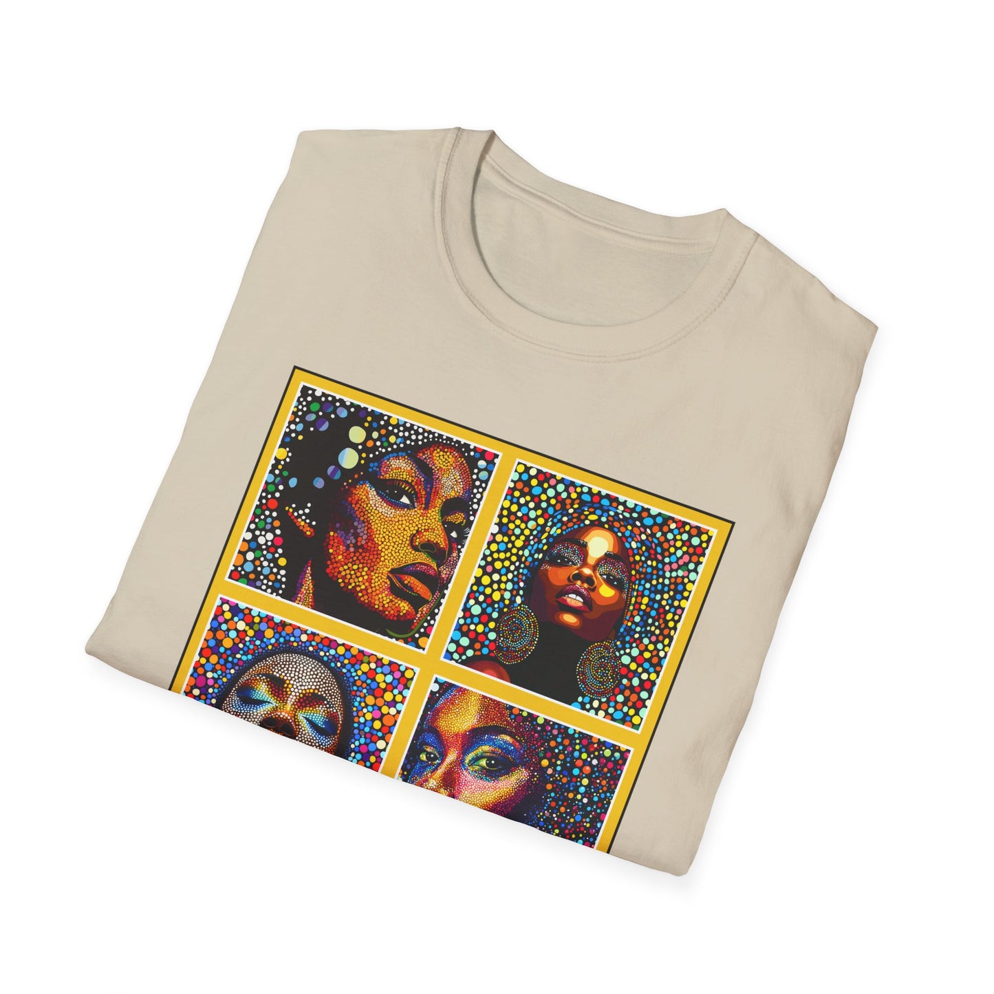 Faces of of Multi Color Softstyle T-Shirt