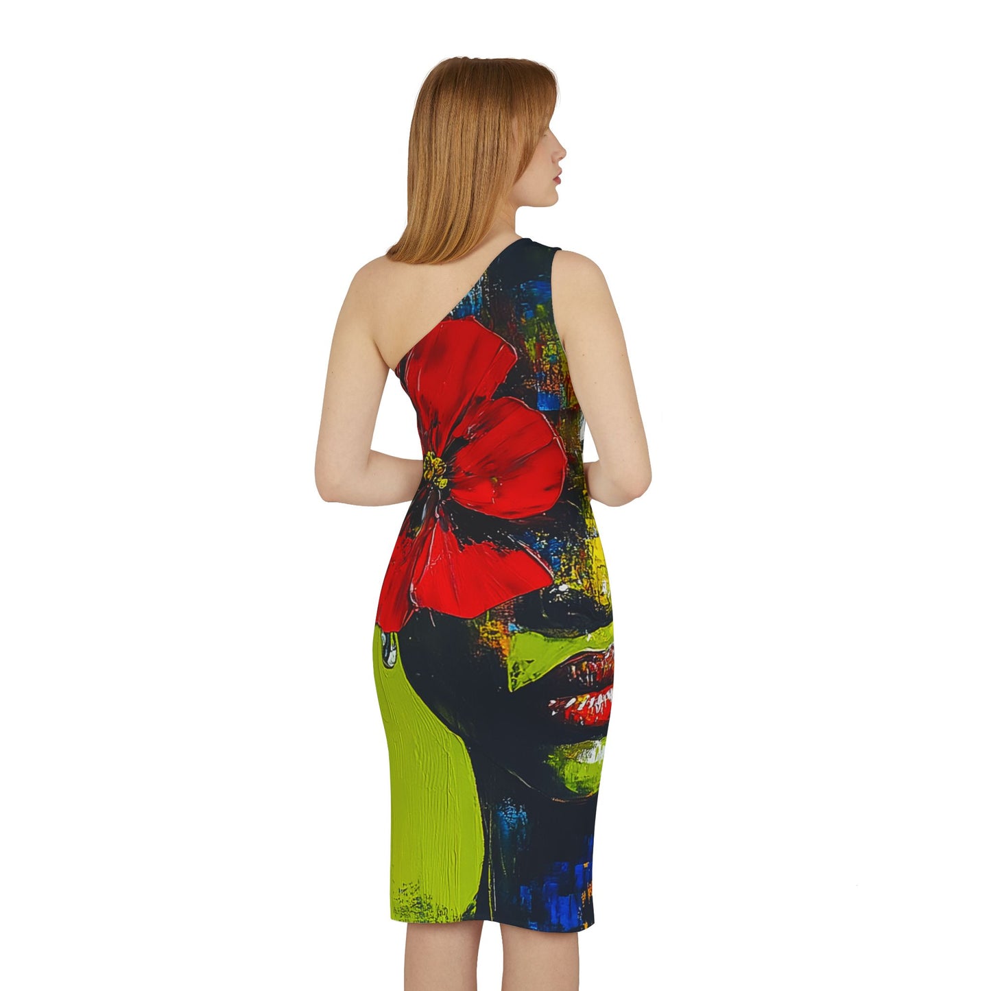 WAMF - Red Flame Rose Shoulder Dress