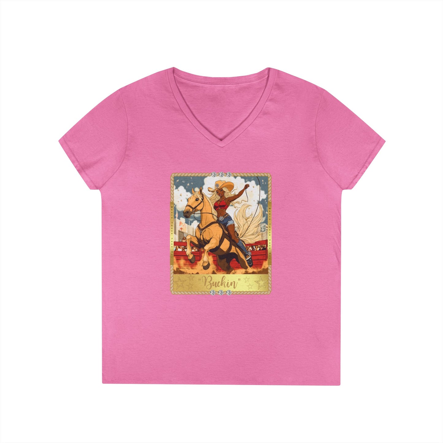 Vintage Cowgirl V-Neck T-Shirt, Cute Graphic Tee, Western Style Shirt, Country Outfit, Gift for Horse Lovers, Summer Fashion