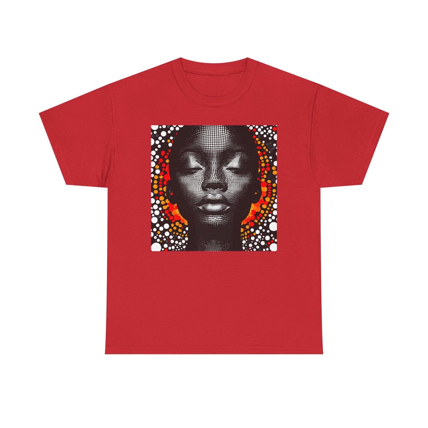 Afrocentric Dot Art Portrait Tee — Bold Black Woman Graphic T‑Shirt