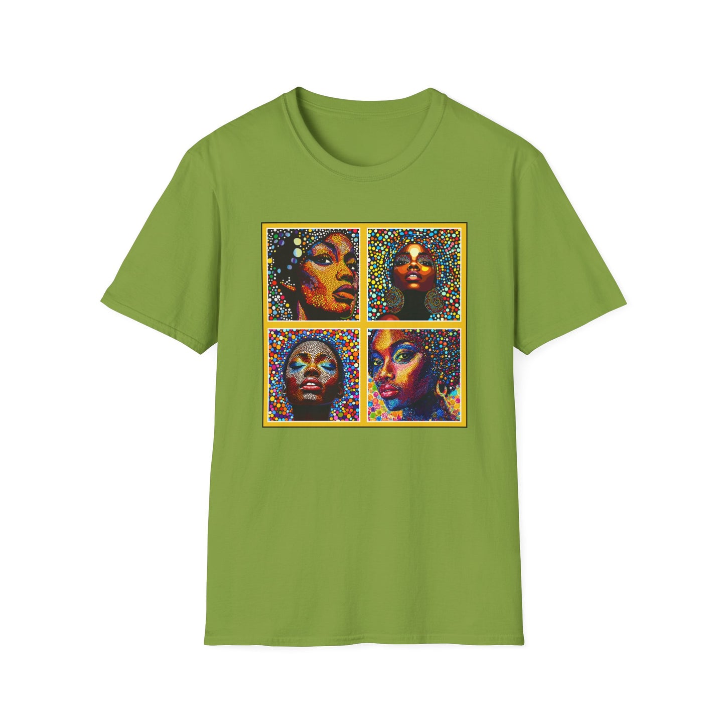 Faces of of Multi Color Softstyle T-Shirt