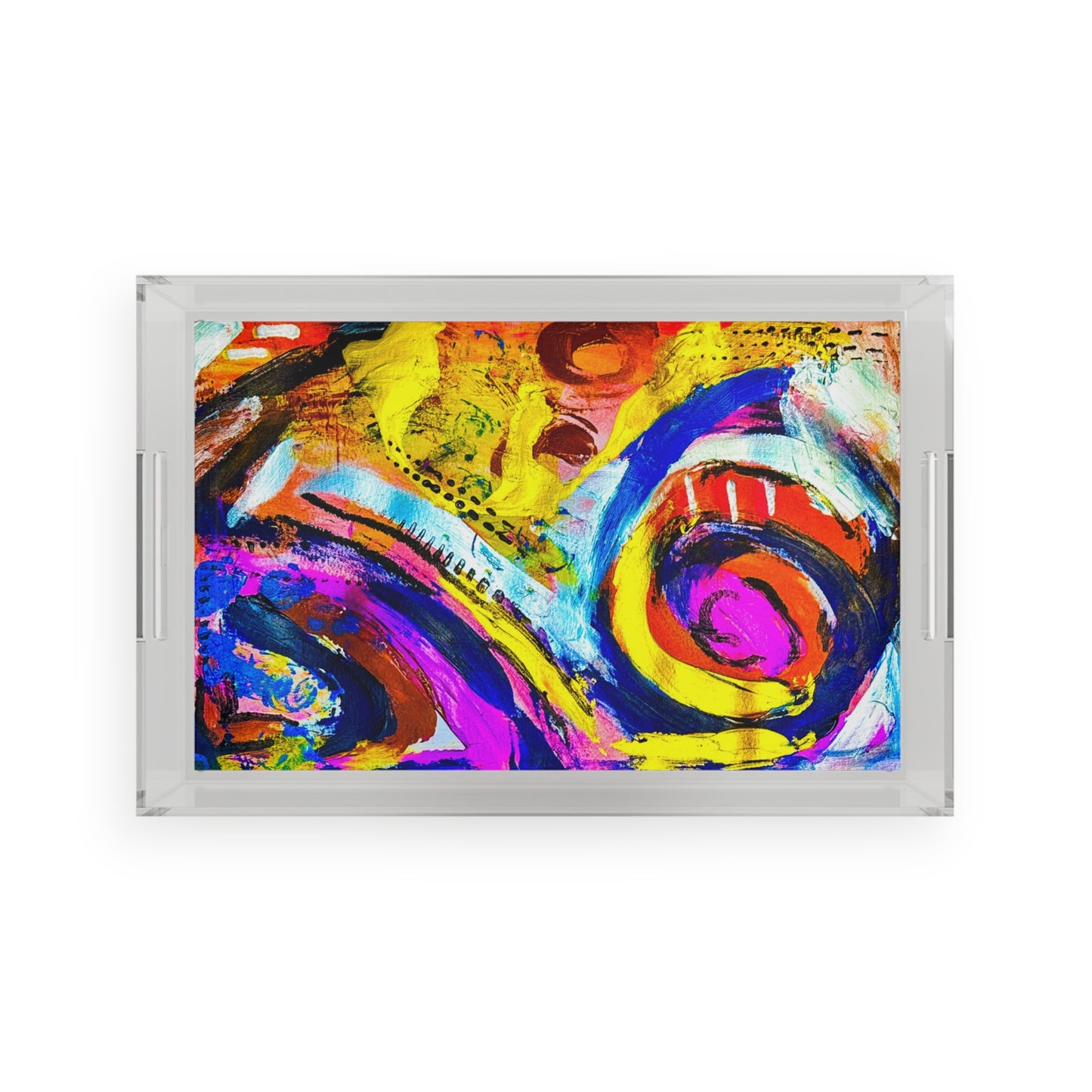Abstract Color Splash Acrylic Serving Tray — Vibrant Modern Art Home Decor
