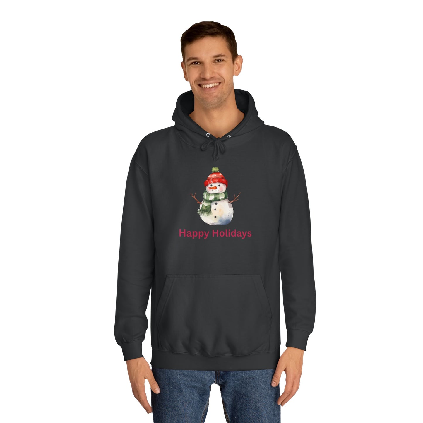 Happy Holidays Snowman Unisex College Hoodie