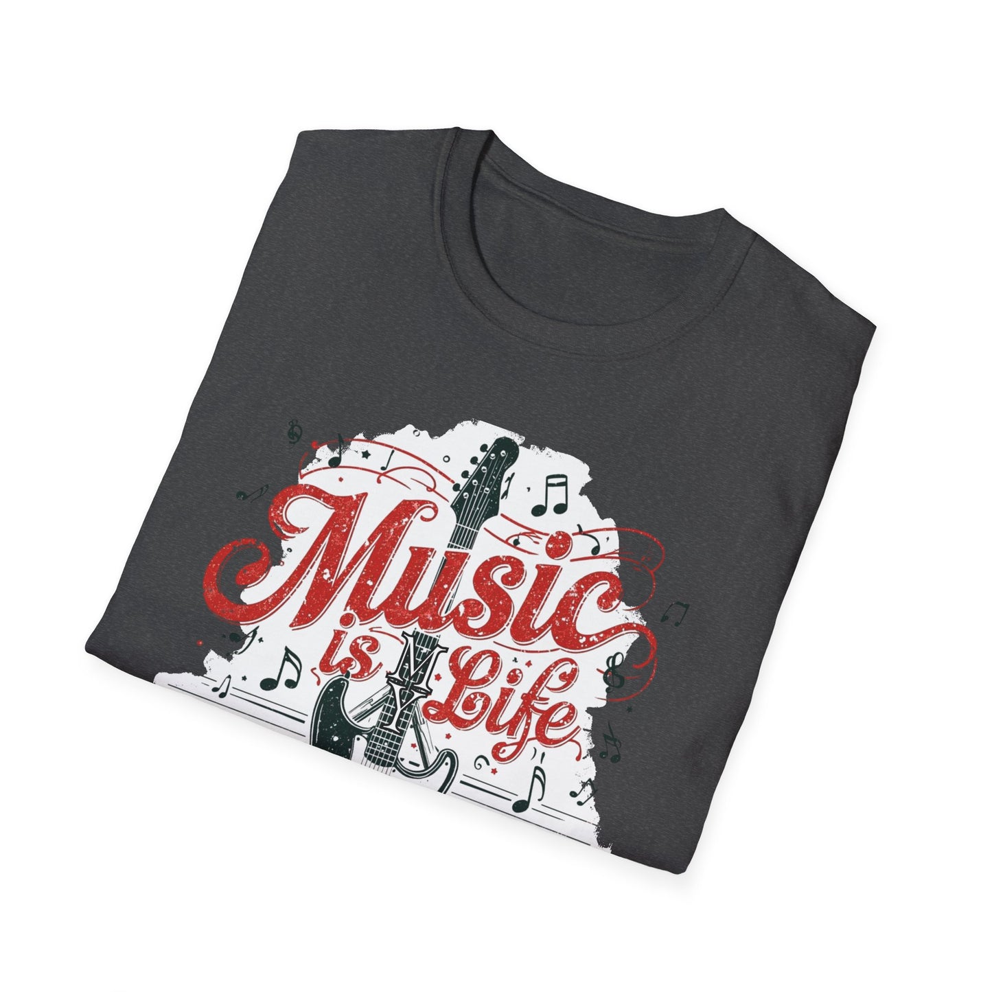 Music Is My Life Guitar T‑Shirt — Vintage Electric Guitar & Piano Music Tee