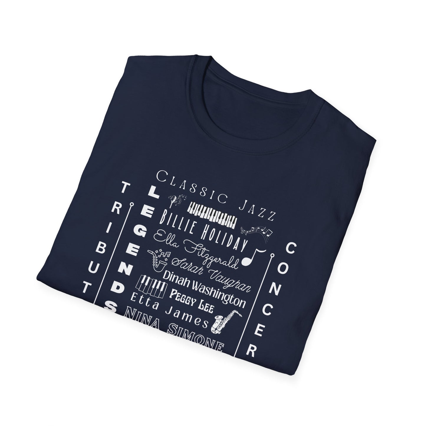 Classic Jazz Legends Tribute T-Shirt — Vintage Female Jazz Vocalists Concert Tee