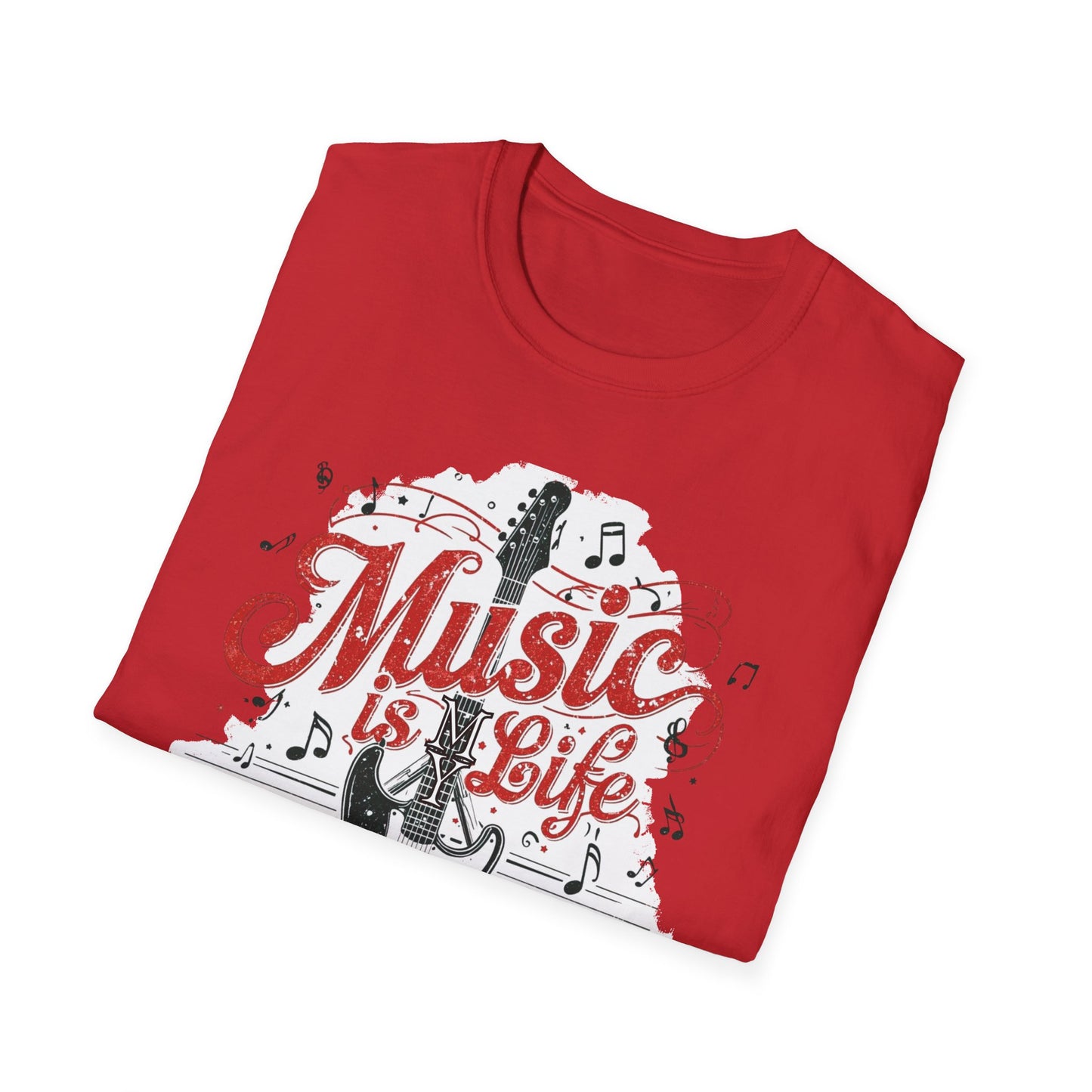 Music Is My Life Guitar T‑Shirt — Vintage Electric Guitar & Piano Music Tee