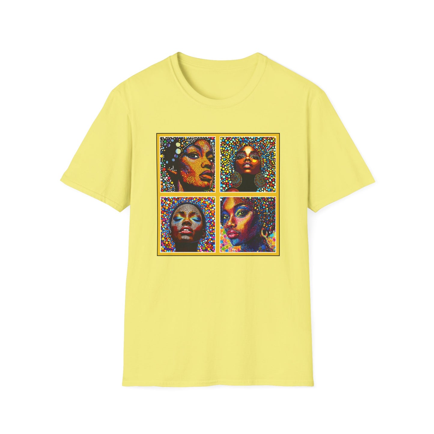 Faces of of Multi Color Softstyle T-Shirt