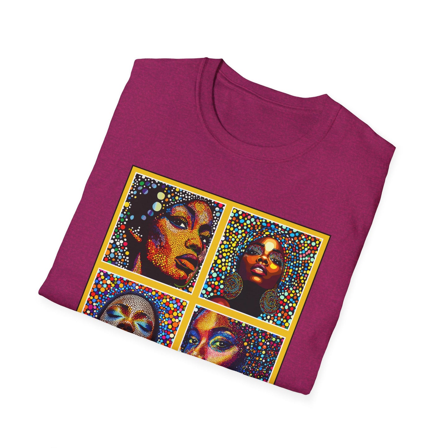 Faces of of Multi Color Softstyle T-Shirt