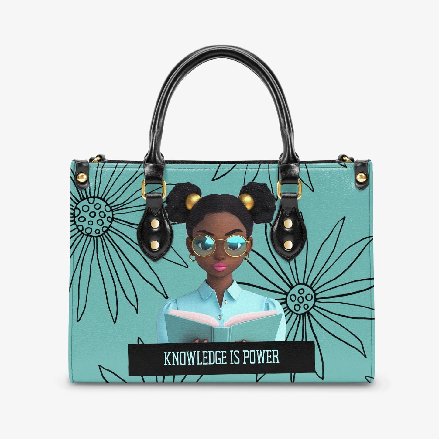 Knowledge is Power Turquoise Tote Bag