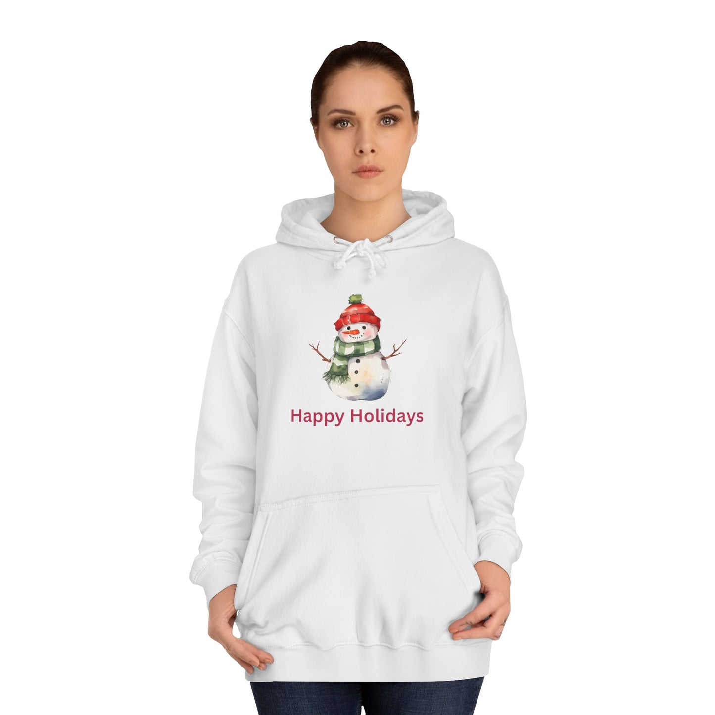 Happy Holidays Snowman Unisex College Hoodie