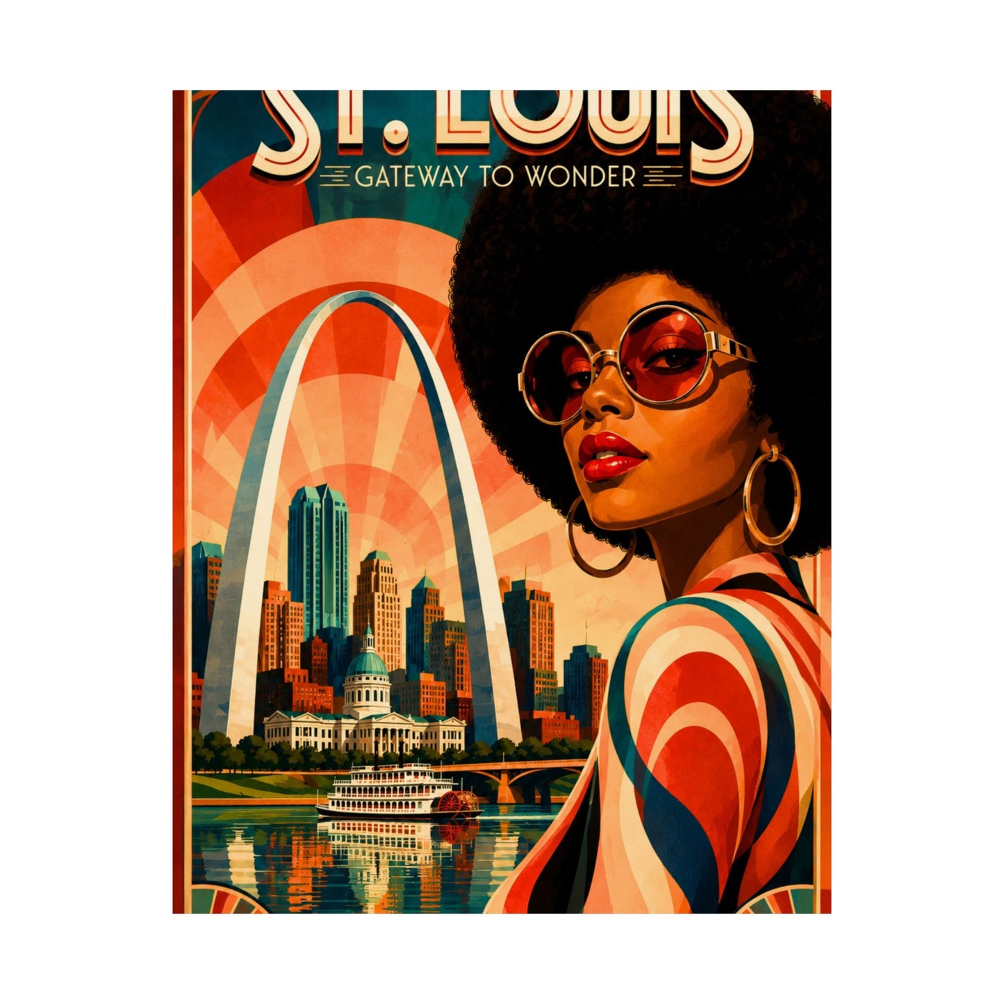 St. Louis Retro Travel Poster2 - Matte Vertical Art Print