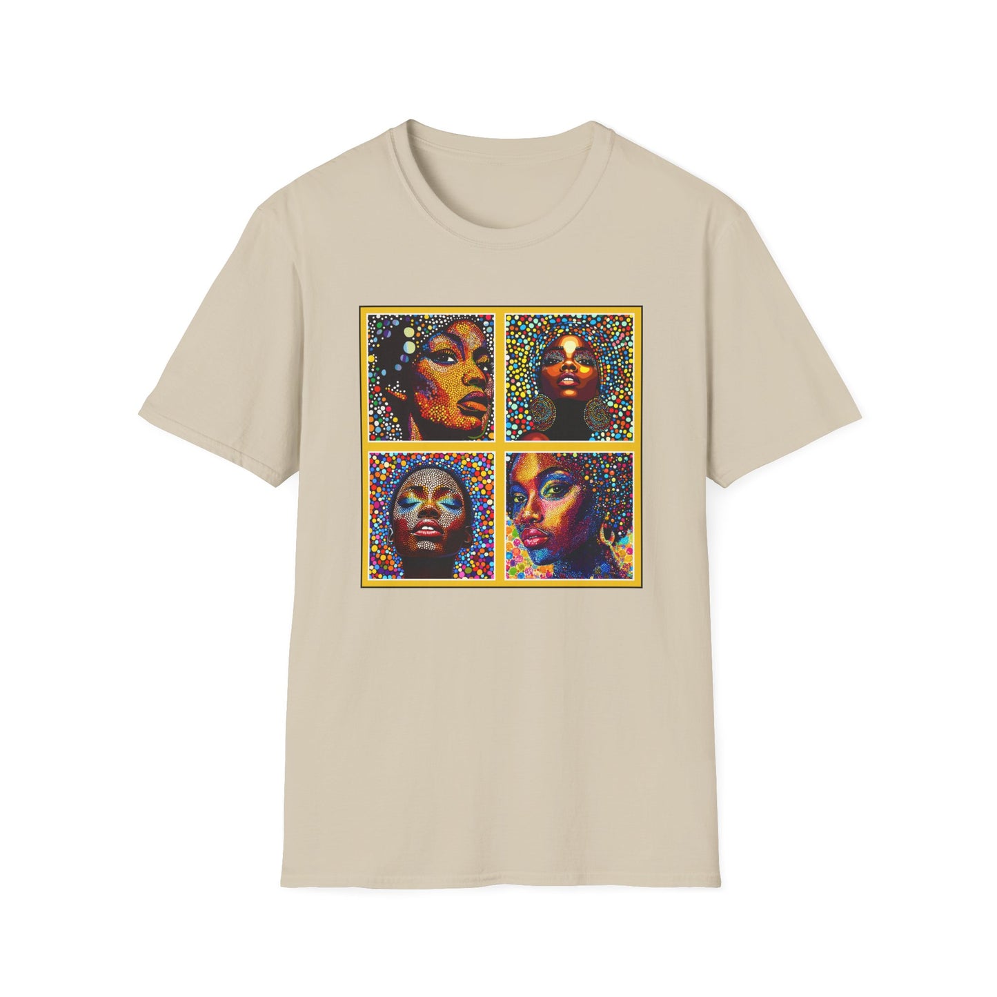 Faces of of Multi Color Softstyle T-Shirt